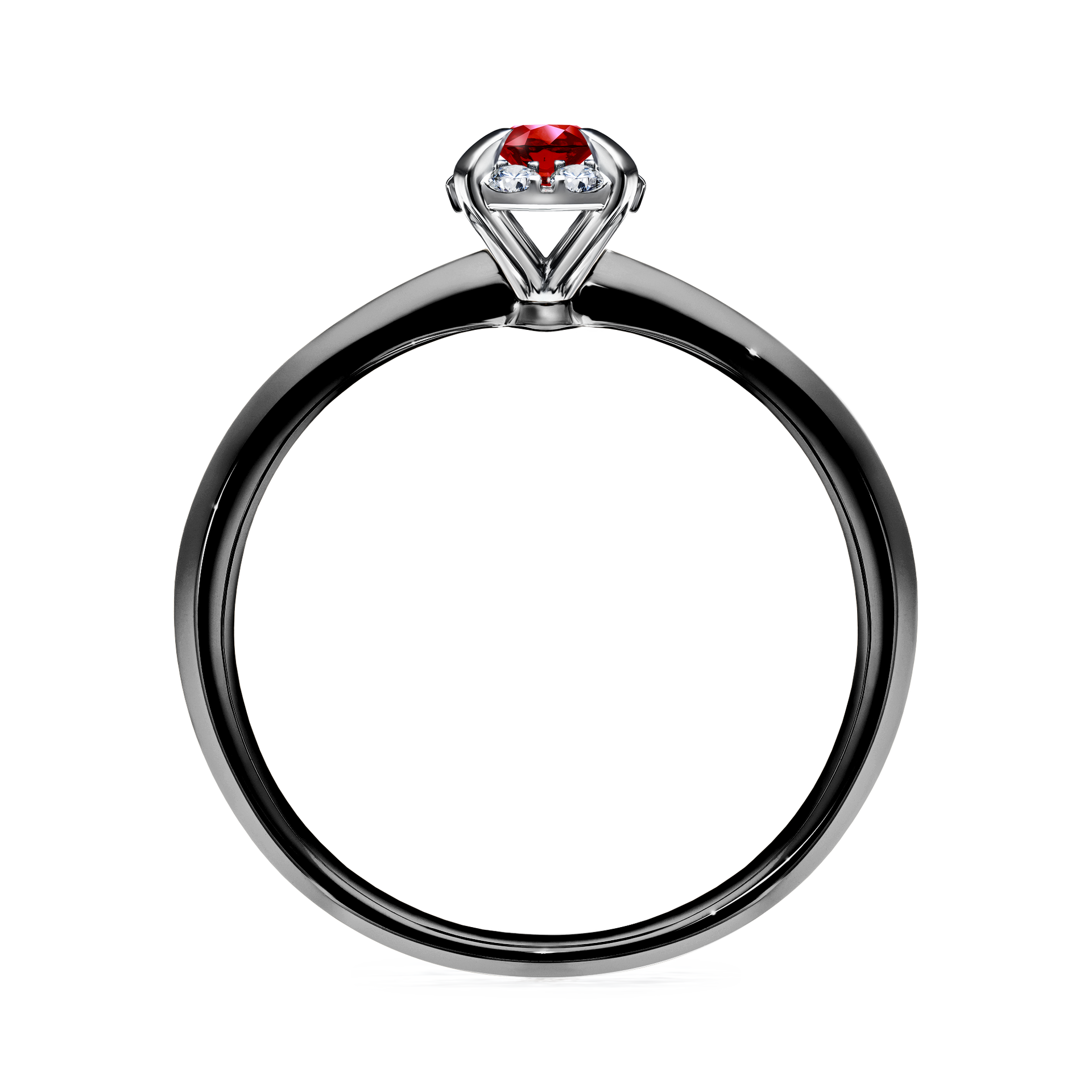 Pierścionek zaręczynowy My Beauty z czarnego złota z rubinem 0,14CT