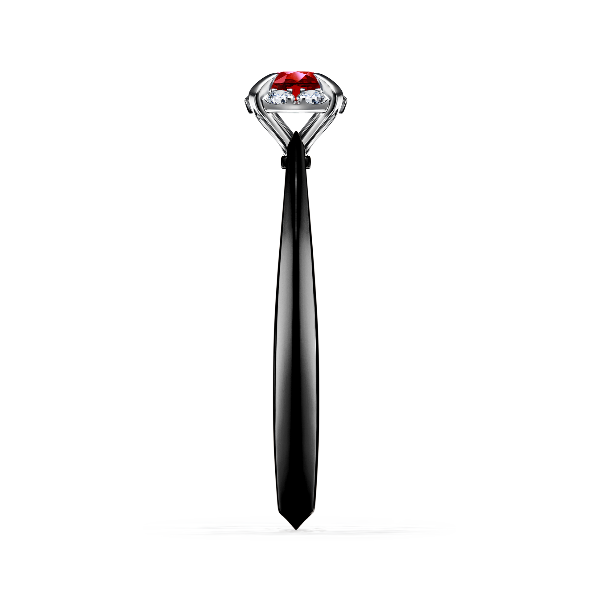 Pierścionek zaręczynowy My Beauty z czarnego złota z rubinem 0,14CT