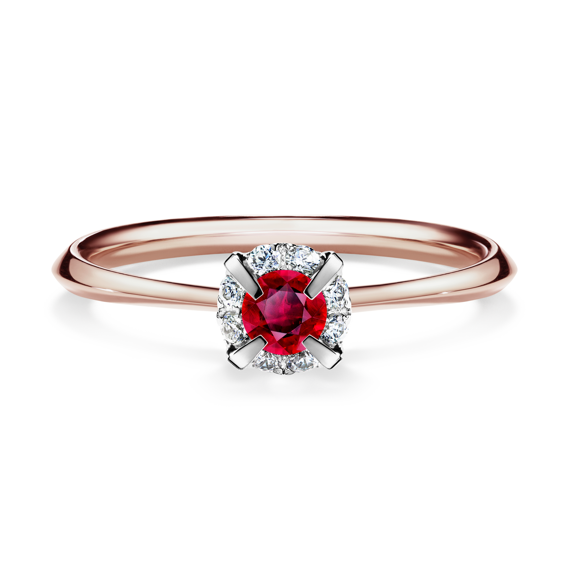 Pierścionek zaręczynowy My Beauty z różowego złota z rubinem 0,14CT