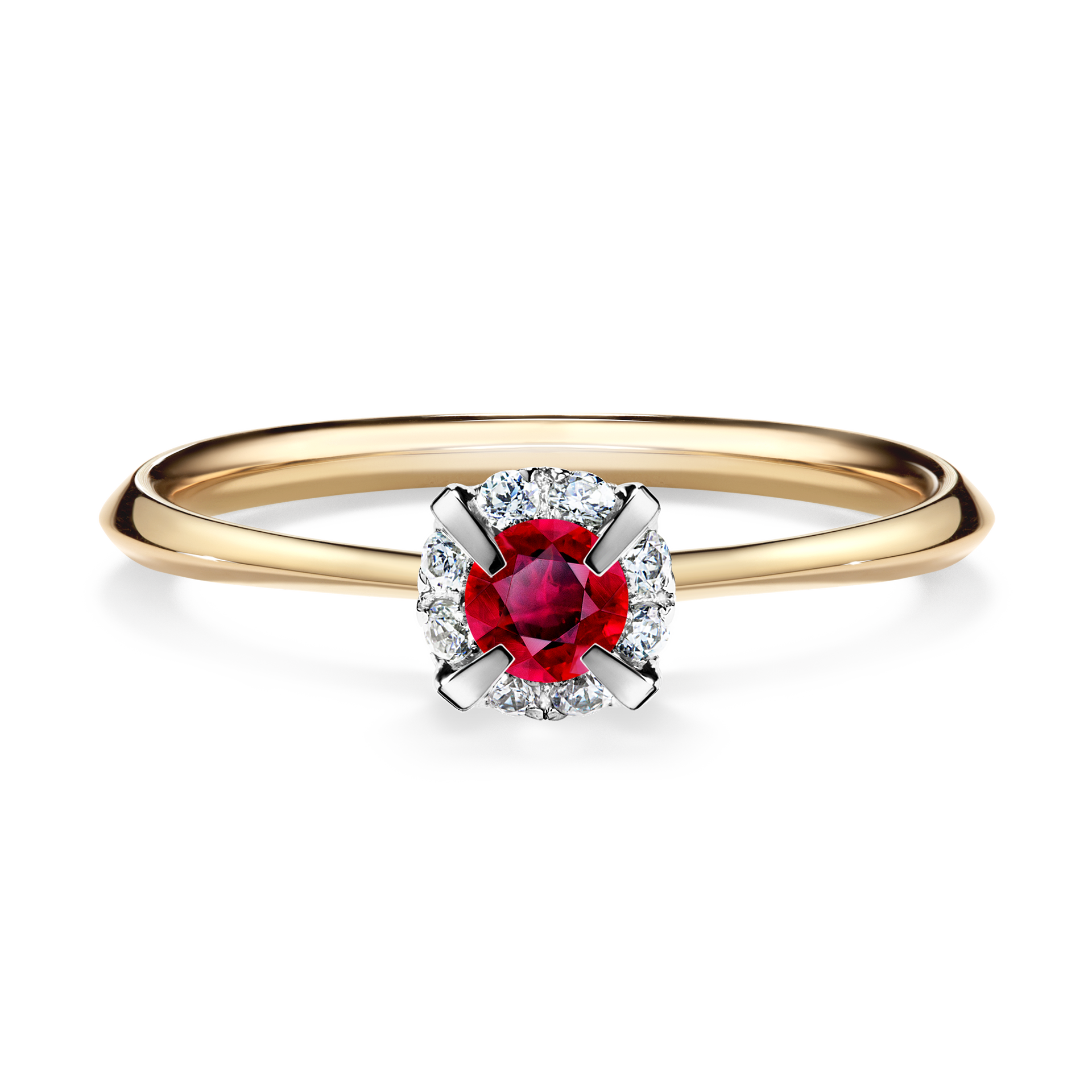 Pierścionek zaręczynowy My Beauty z żółtego złota z rubinem 0,14CT