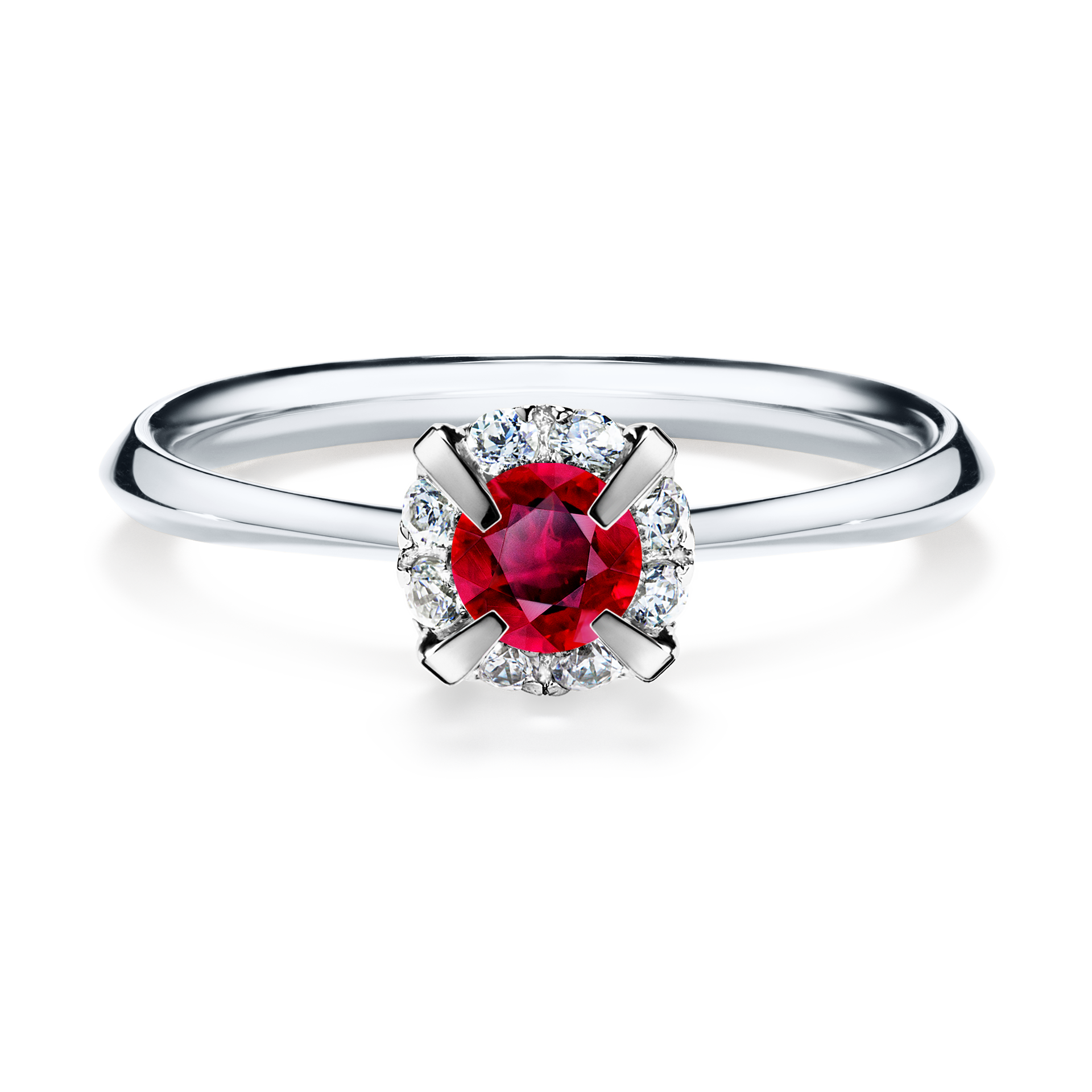 Pierścionek zaręczynowy My Beauty z białego złota z rubinem 0,33CT