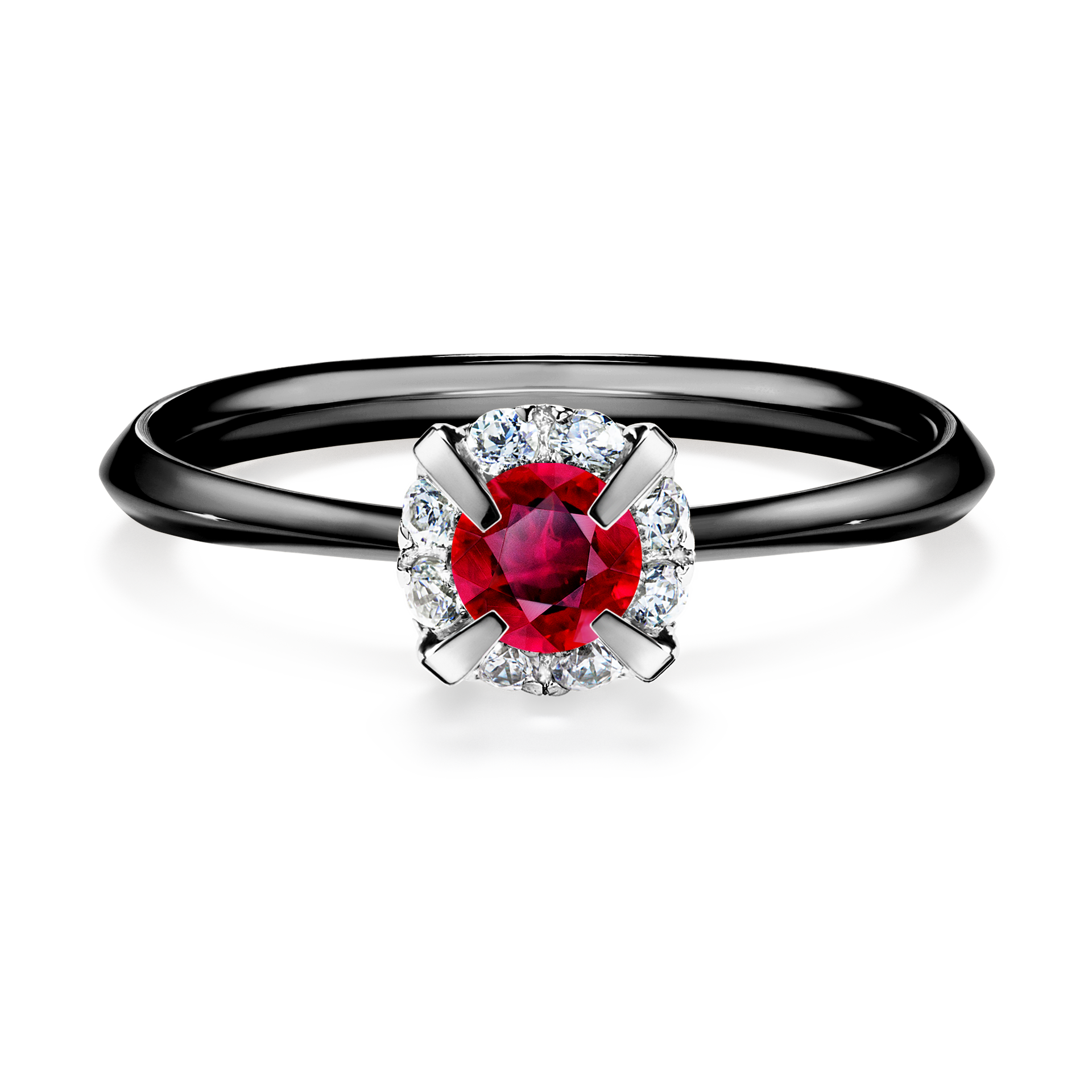 Pierścionek zaręczynowy My Beauty z czarnego złota z rubinem 0,33CT