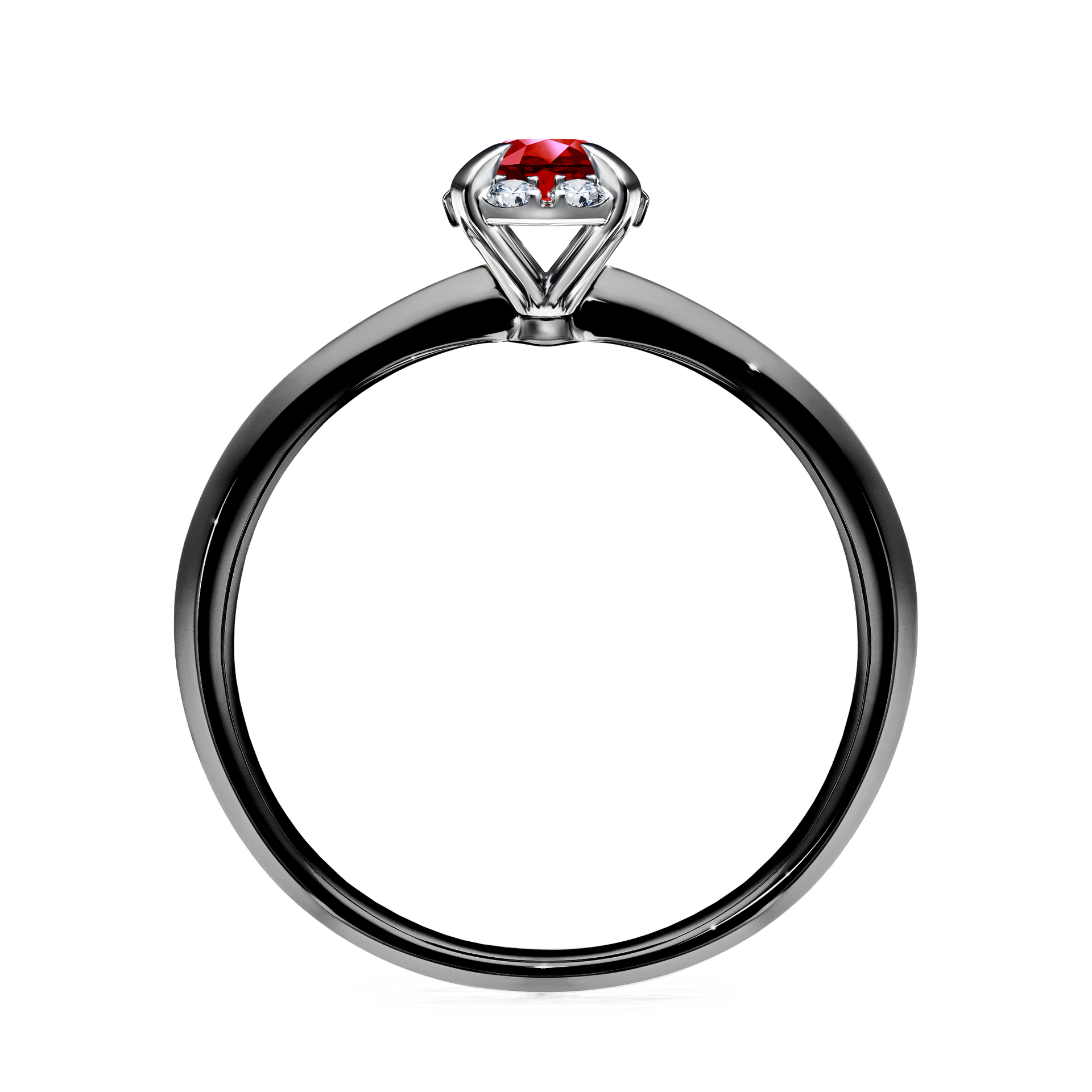 Pierścionek zaręczynowy My Beauty z czarnego złota z rubinem 0,33CT
