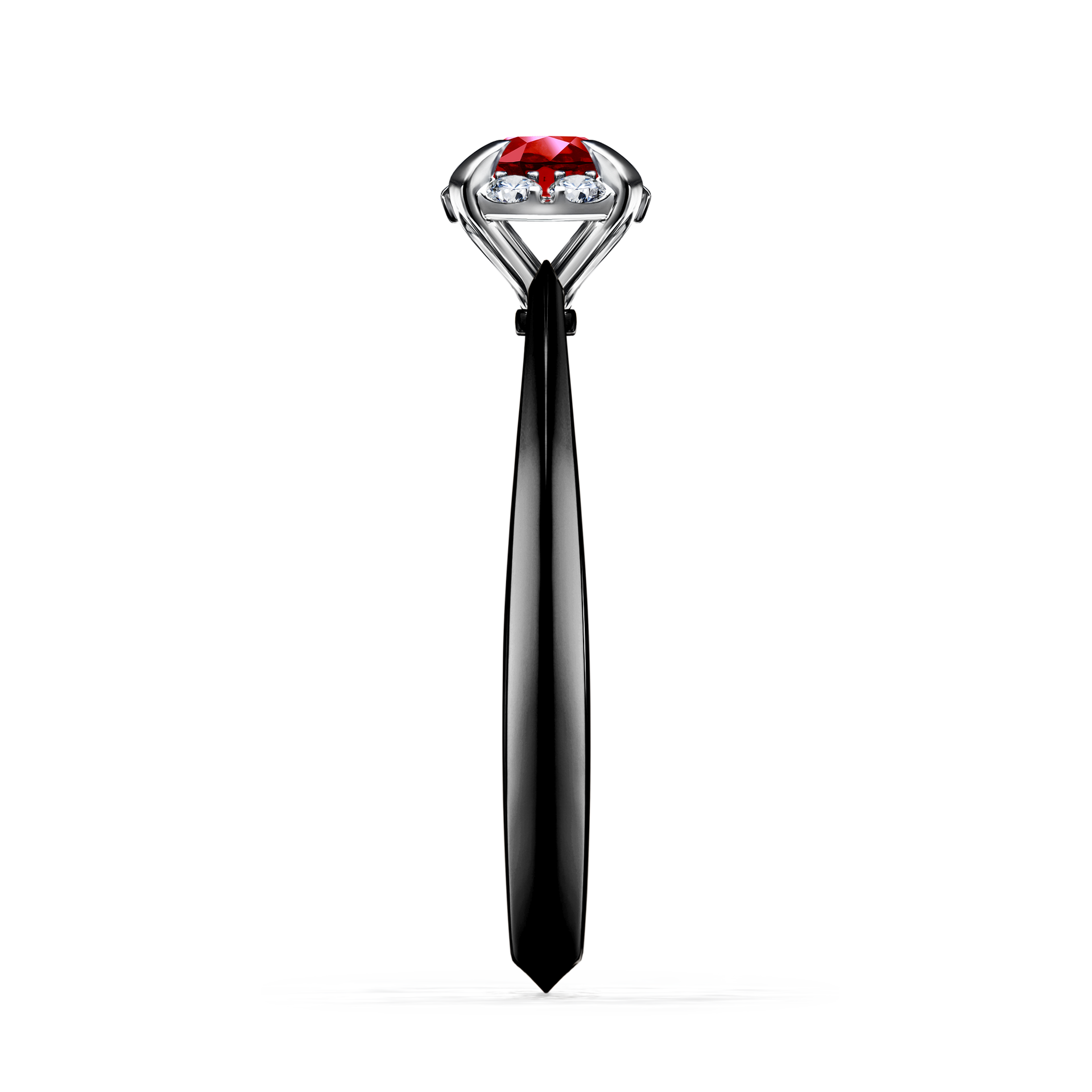 Pierścionek zaręczynowy My Beauty z czarnego złota z rubinem 0,33CT