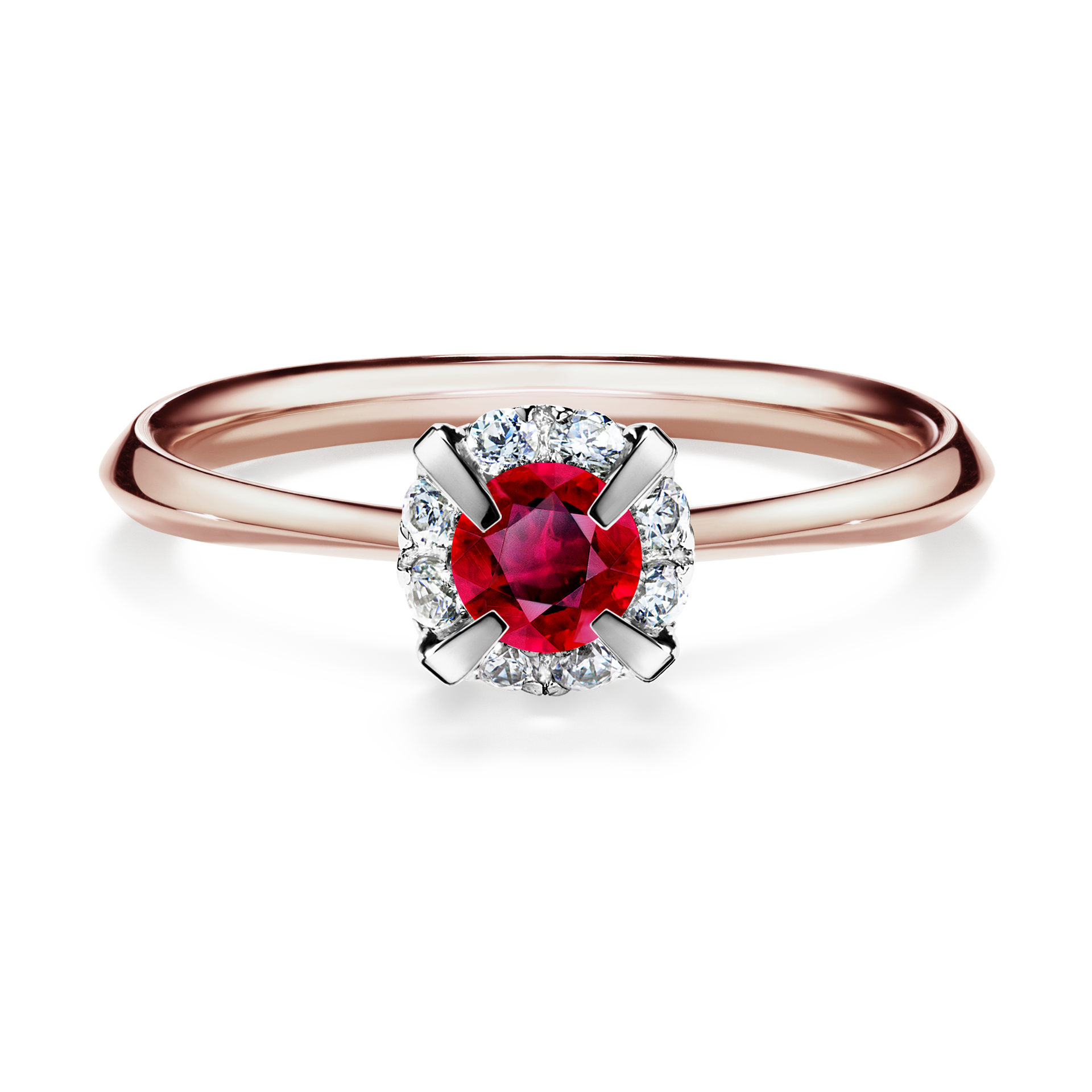Pierścionek zaręczynowy My Beauty z różowego złota z rubinem 0,33CT
