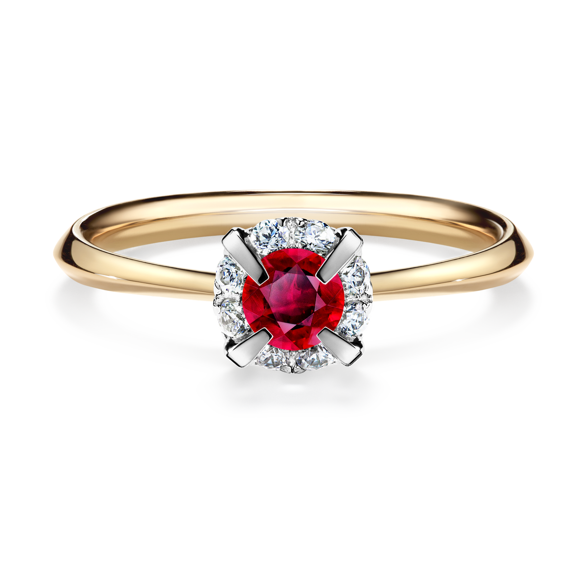 Pierścionek zaręczynowy My Beauty z żółtego złota z rubinem 0,33CT
