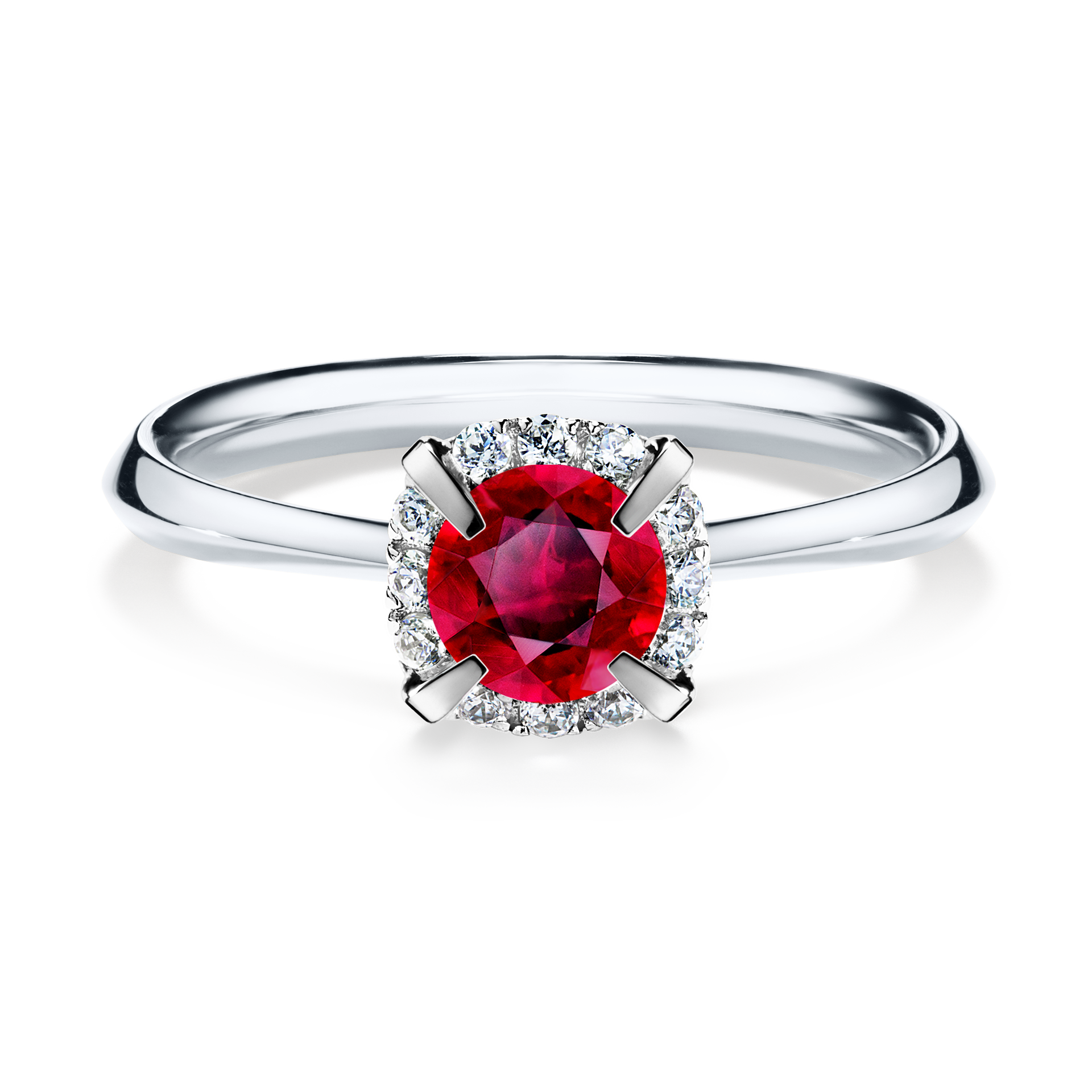 Pierścionek zaręczynowy My Beauty z białego złota z rubinem 0,62CT