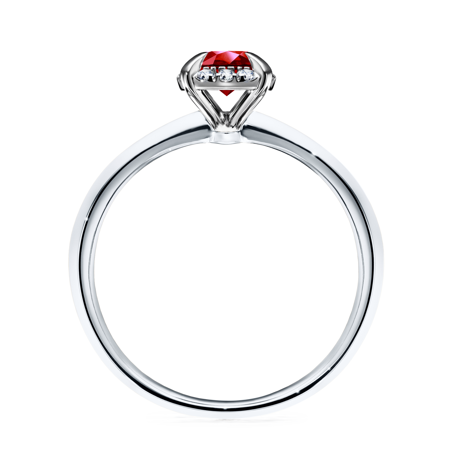 Pierścionek zaręczynowy My Beauty z białego złota z rubinem 0,62CT