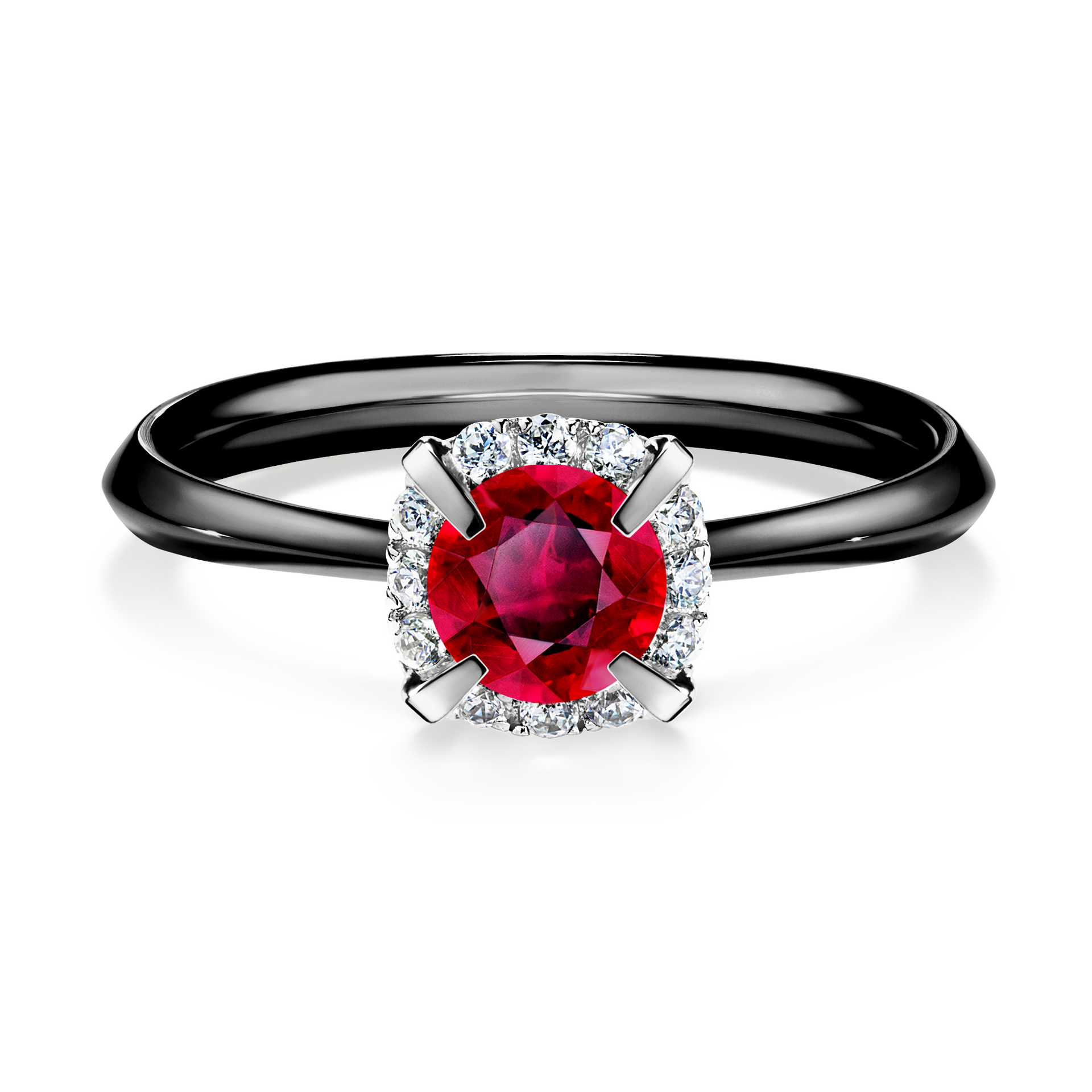 Pierścionek zaręczynowy My Beauty z czarnego złota z rubinem 0,62CT