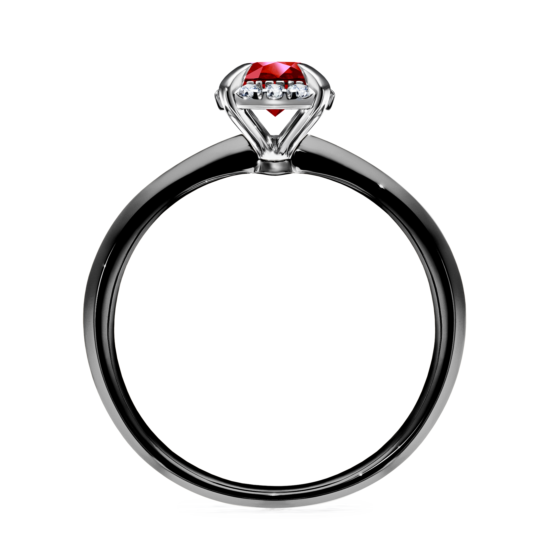 Pierścionek zaręczynowy My Beauty z czarnego złota z rubinem 0,62CT