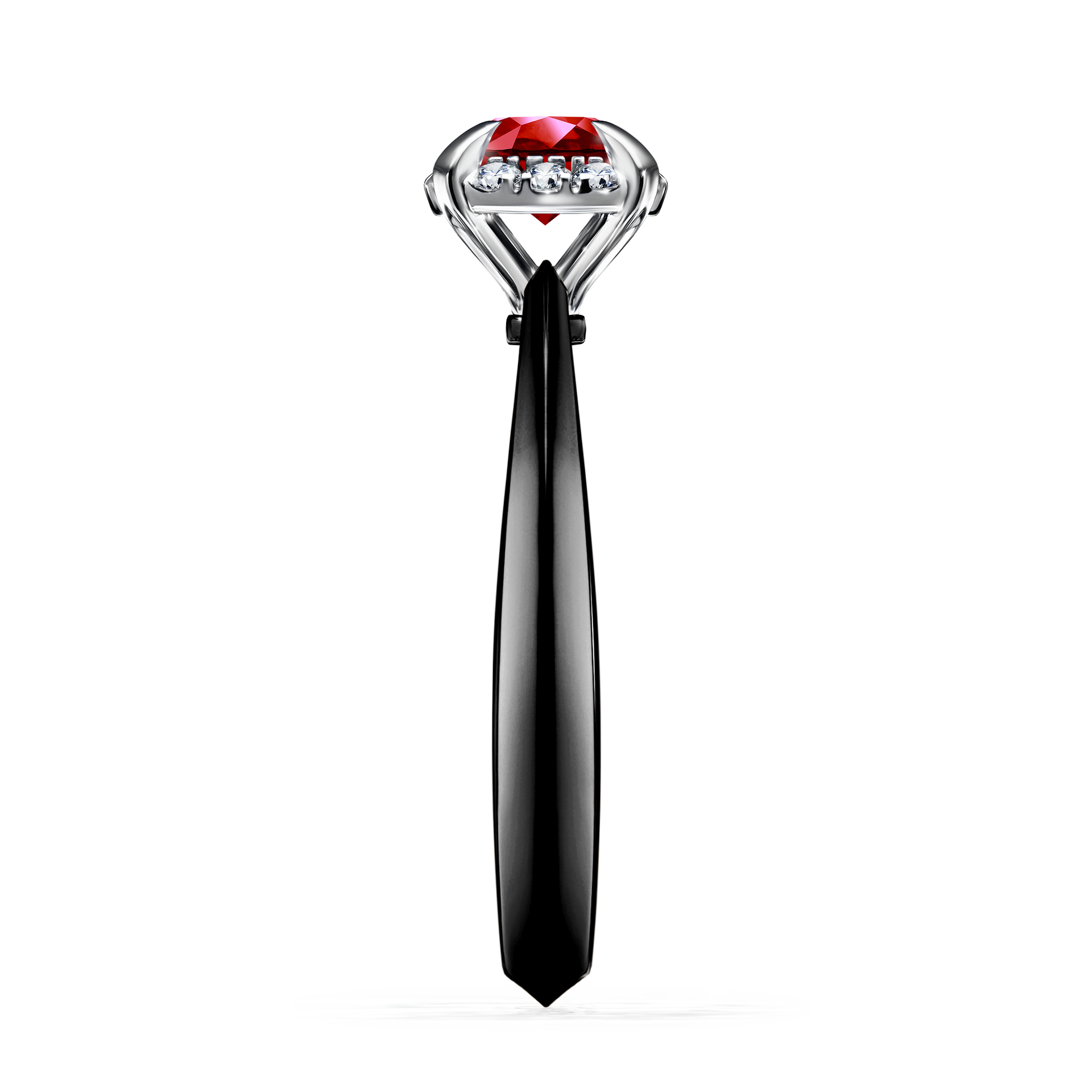 Pierścionek zaręczynowy My Beauty z czarnego złota z rubinem 0,62CT