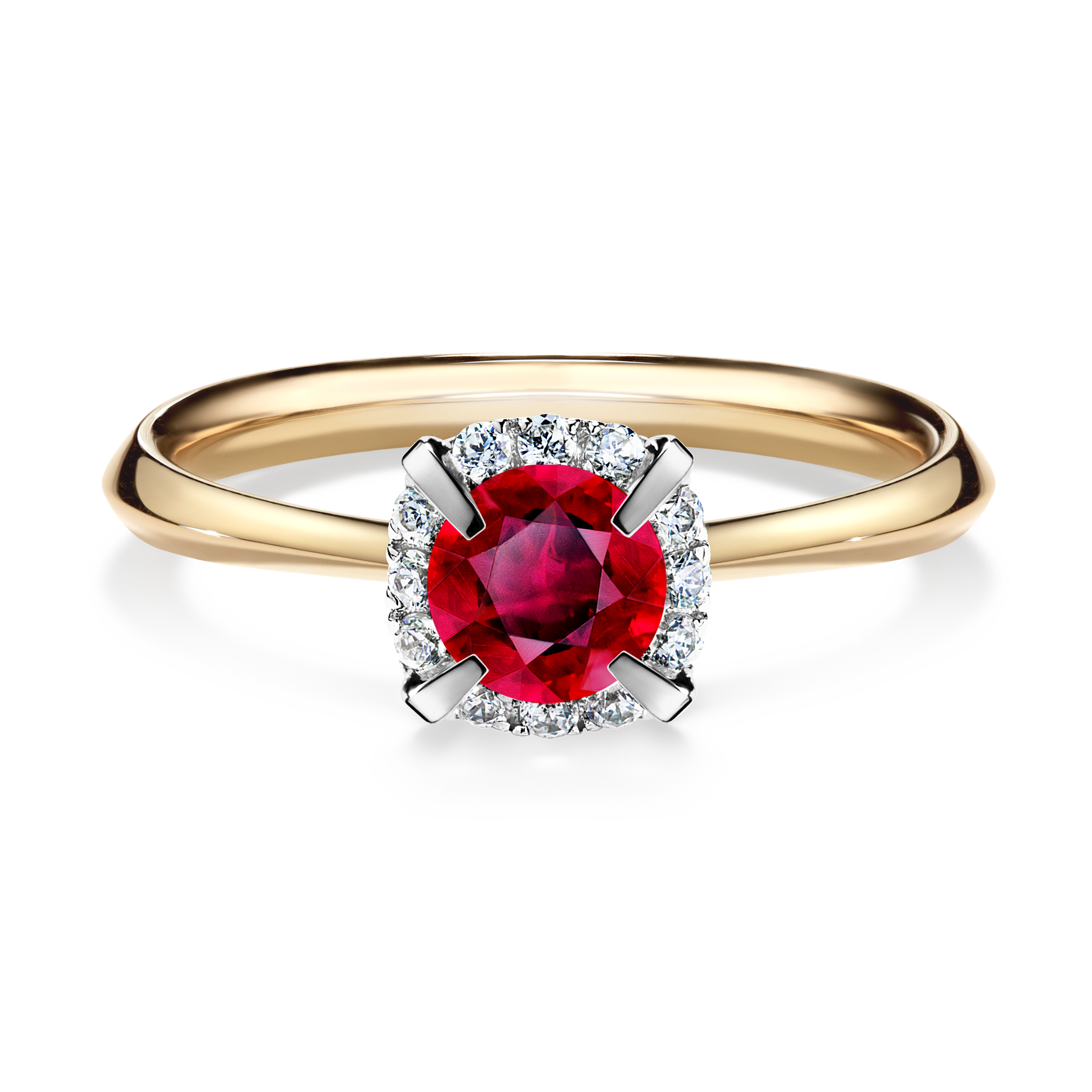 Pierścionek zaręczynowy My Beauty z żółtego złota z rubinem 0,62CT