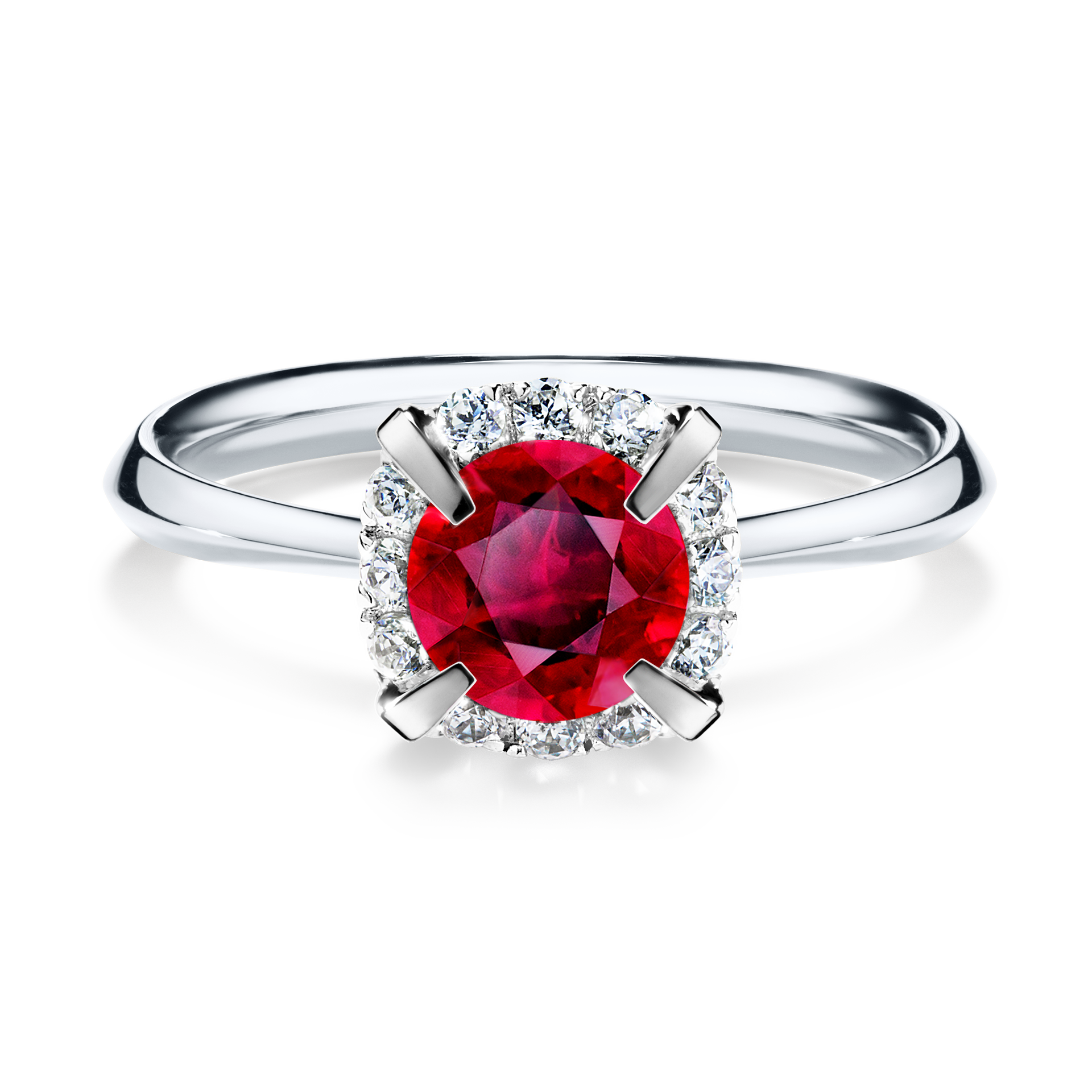 Pierścionek zaręczynowy My Beauty z białego złota z rubinem 0,98CT