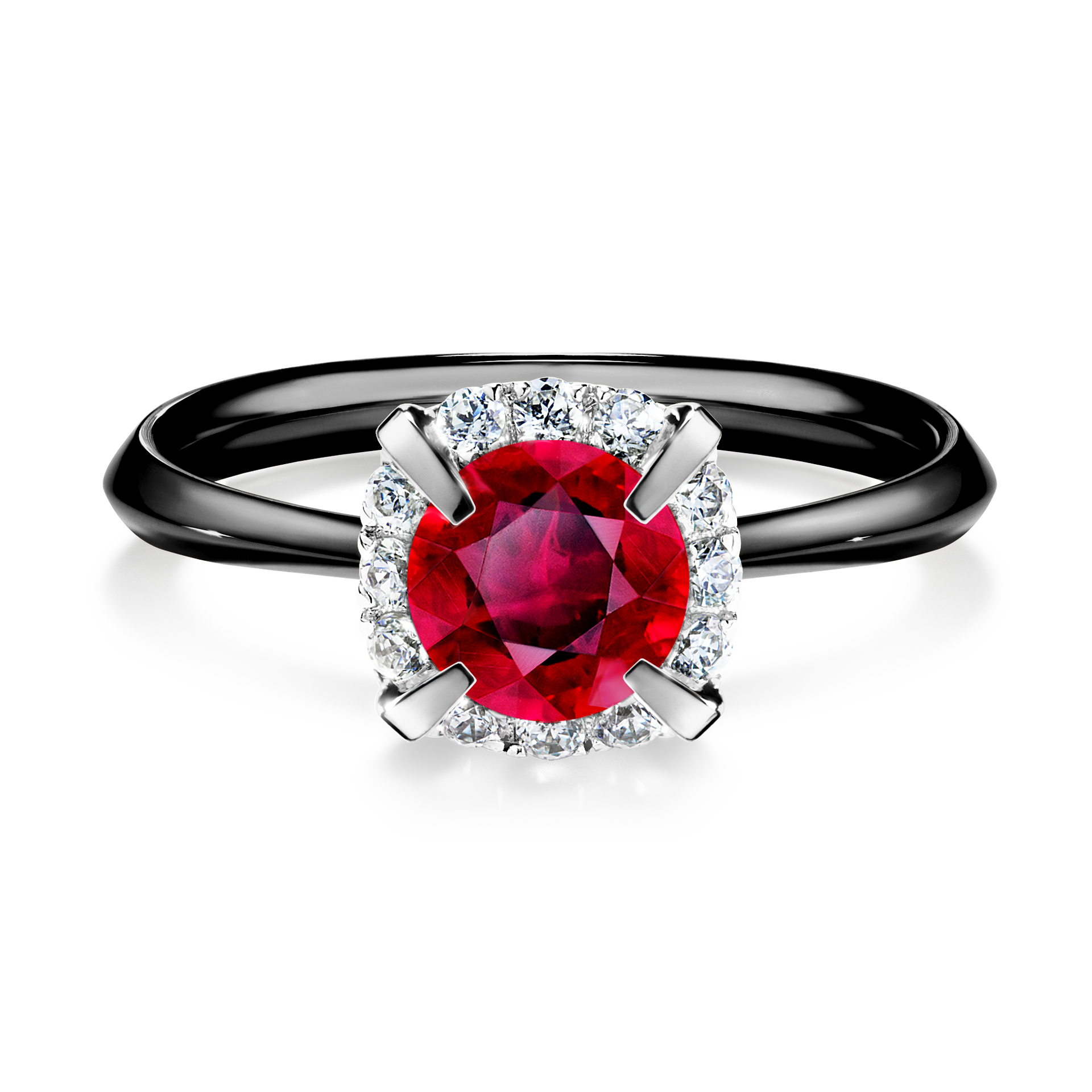 Pierścionek zaręczynowy My Beauty z czarnego złota z rubinem 0,98CT