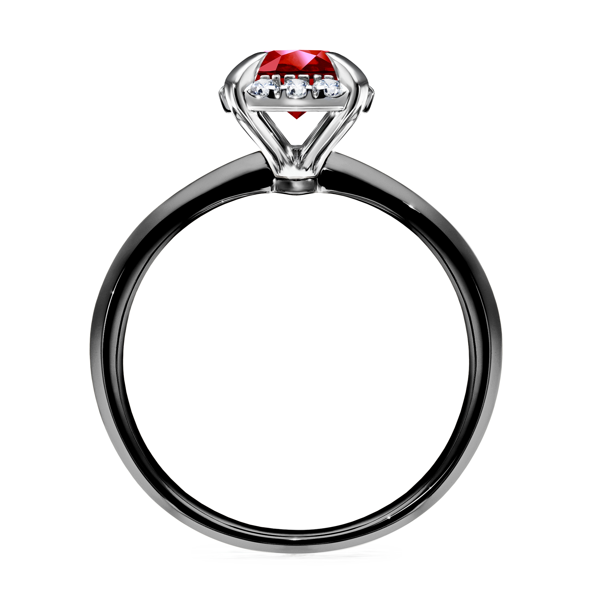 Pierścionek zaręczynowy My Beauty z czarnego złota z rubinem 0,98CT