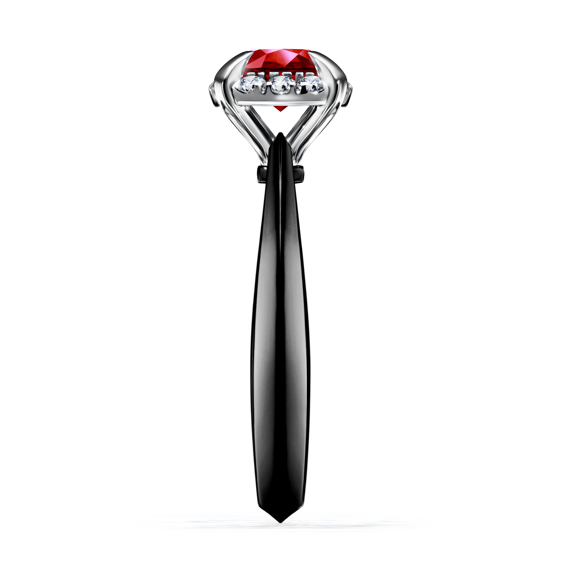 Pierścionek zaręczynowy My Beauty z czarnego złota z rubinem 0,98CT