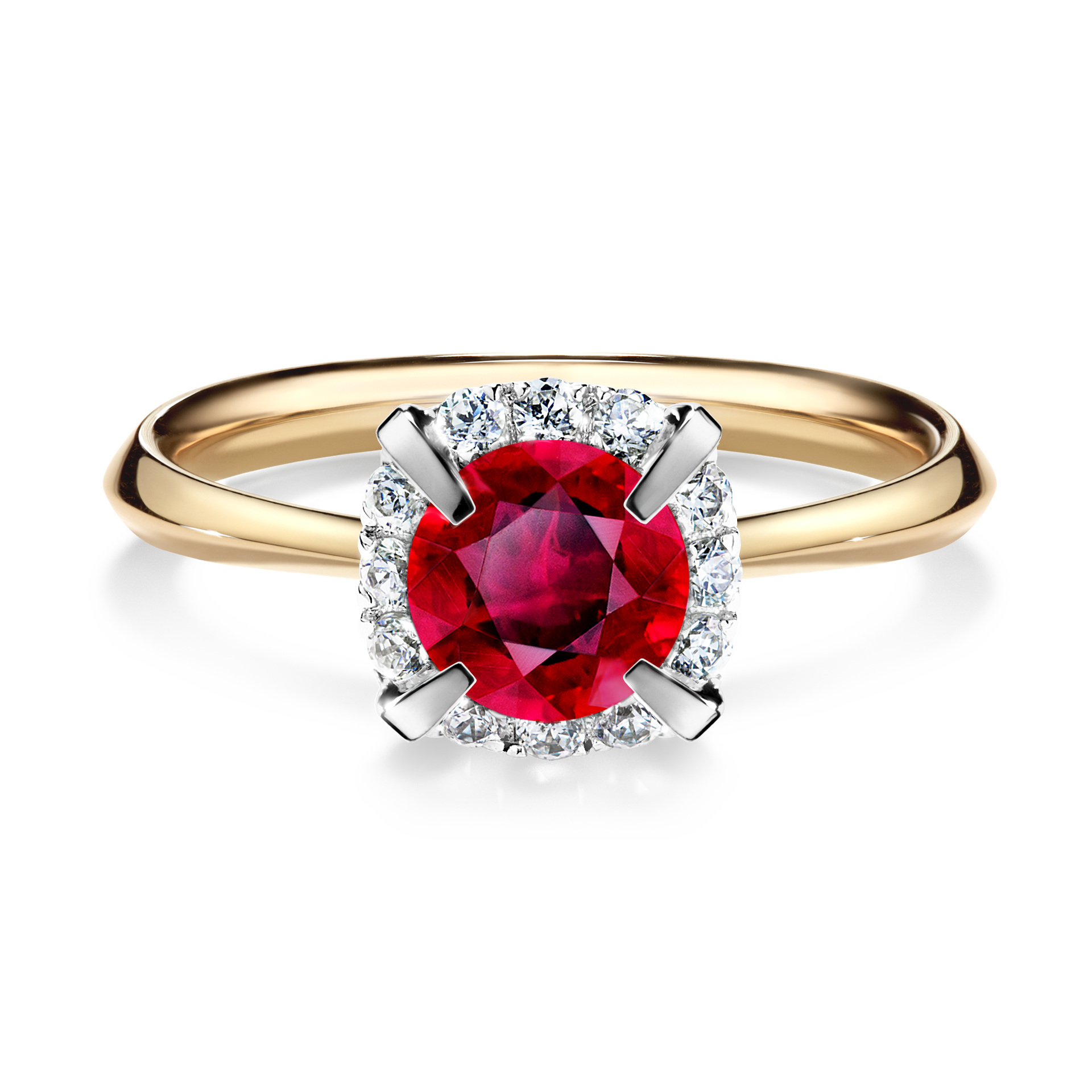 Pierścionek zaręczynowy My Beauty z żółtego złota z rubinem 0,98CT