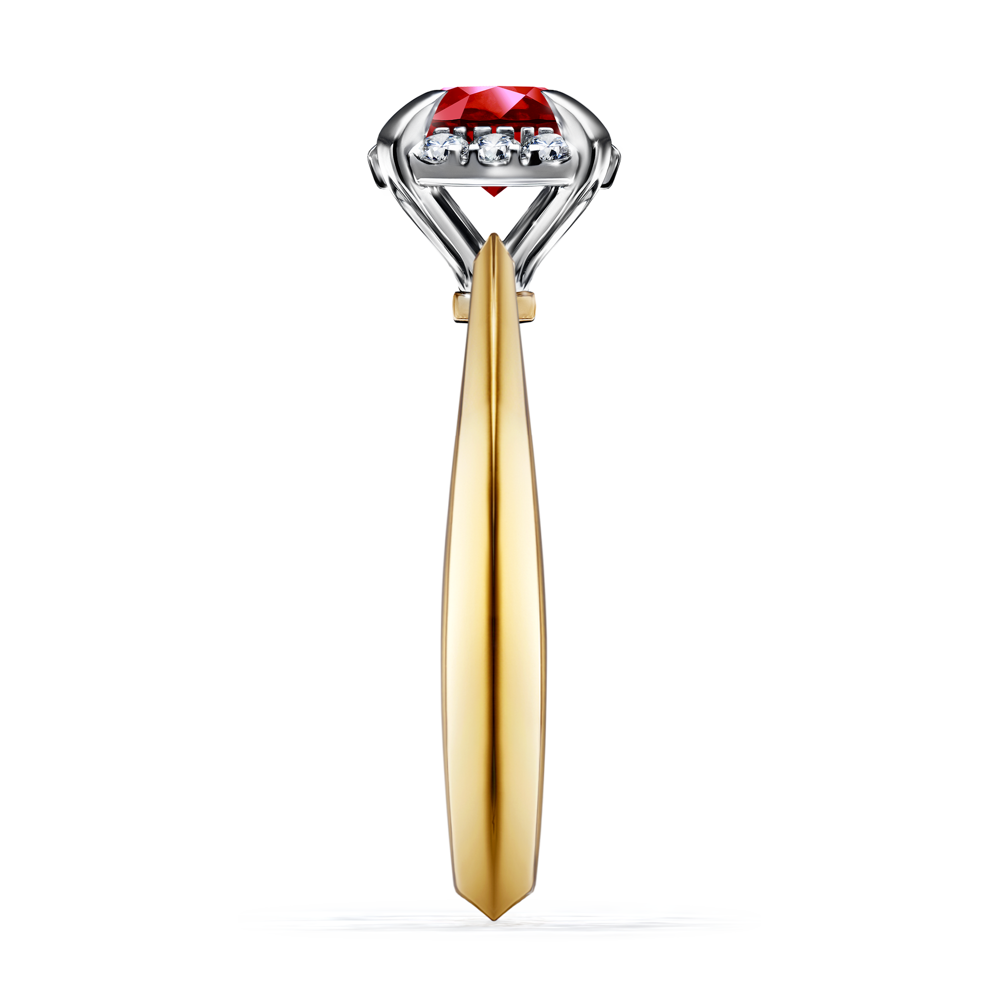 Pierścionek zaręczynowy My Beauty z żółtego złota z rubinem 0,98CT