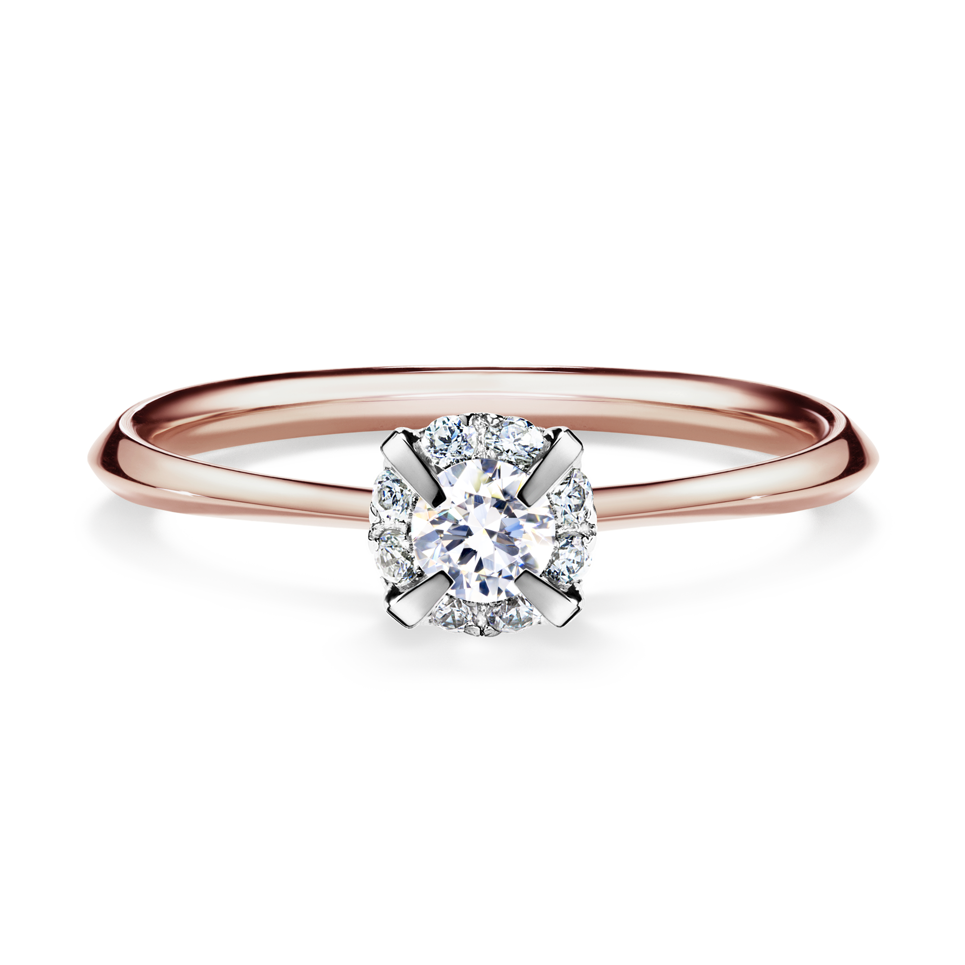 Pierścionek zaręczynowy My Beauty z różowego złota z szafirem białym 0,14CT
