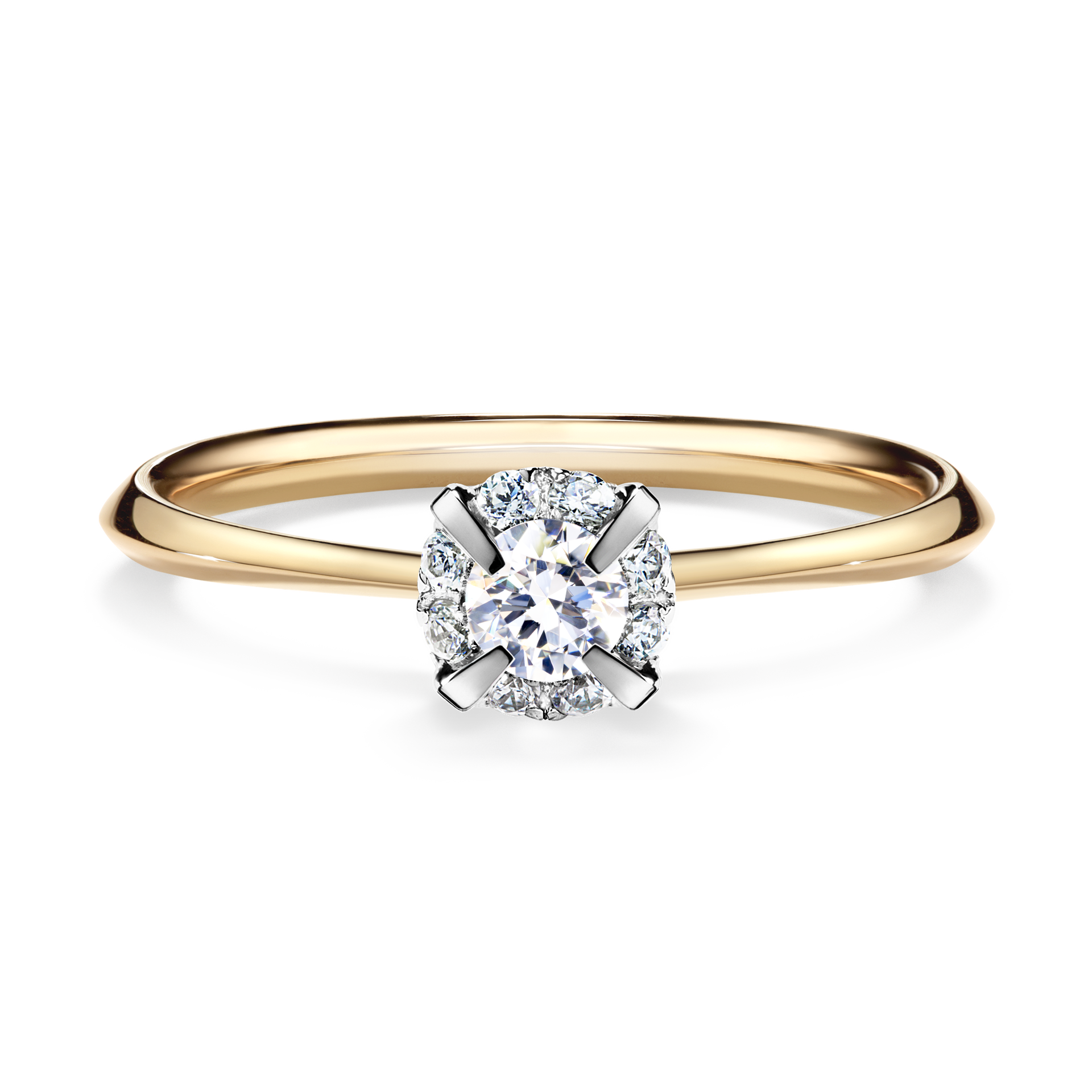 Pierścionek zaręczynowy My Beauty z żółtego złota z szafirem białym 0,14CT