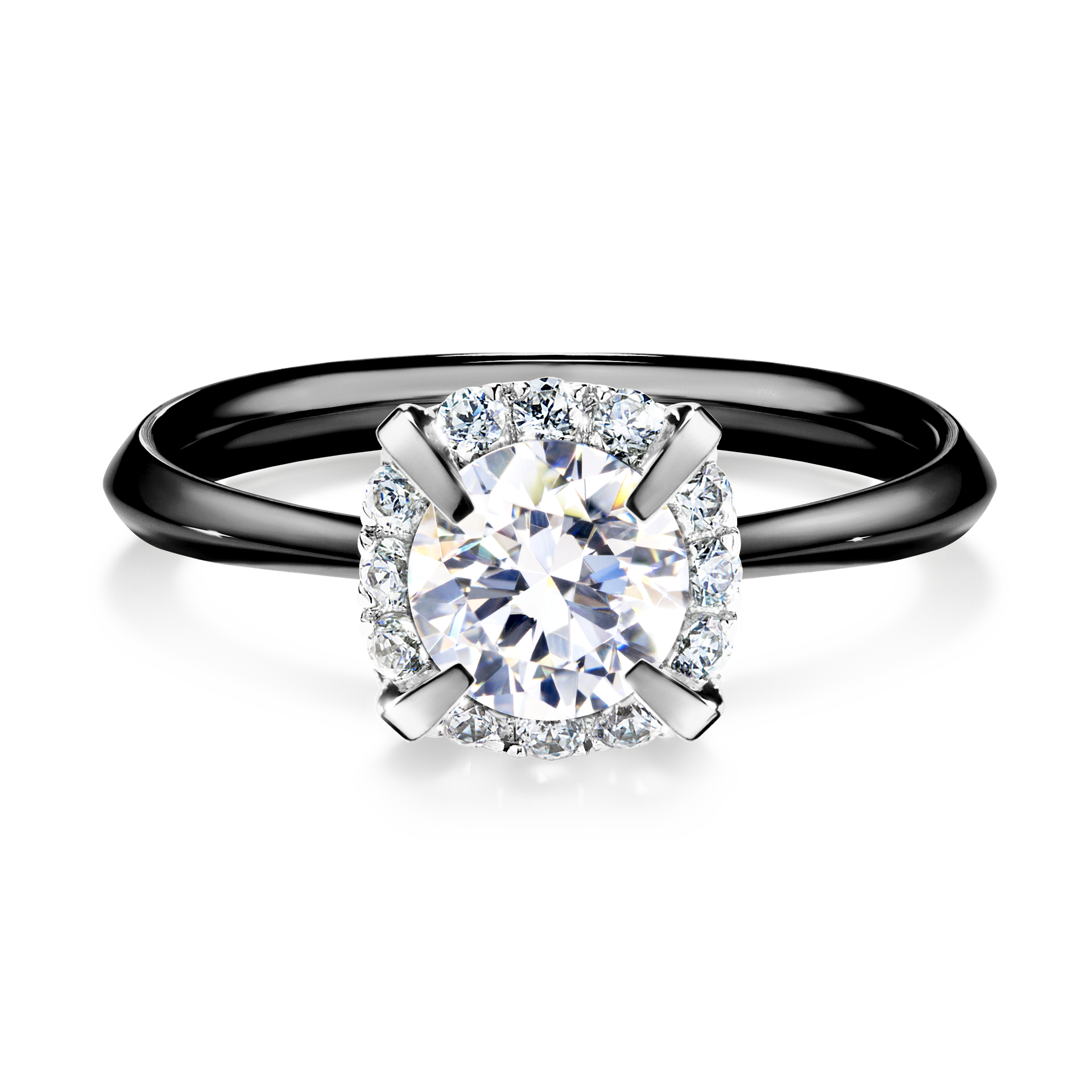 Pierścionek zaręczynowy My Beauty z czarnego złota z szafirem białym 0,98CT