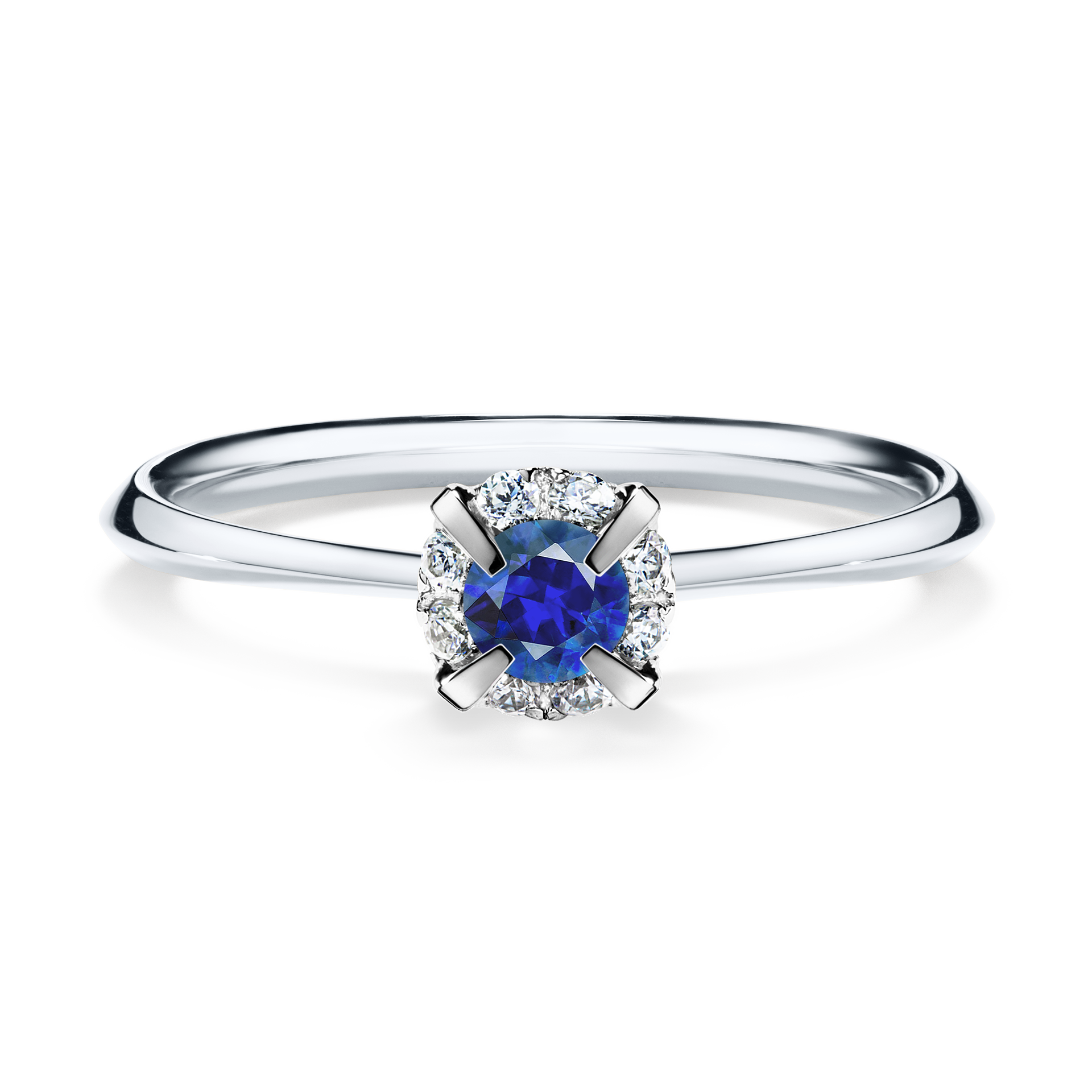Pierścionek zaręczynowy My Beauty z białego złota z szafirem niebieskim 0,14CT