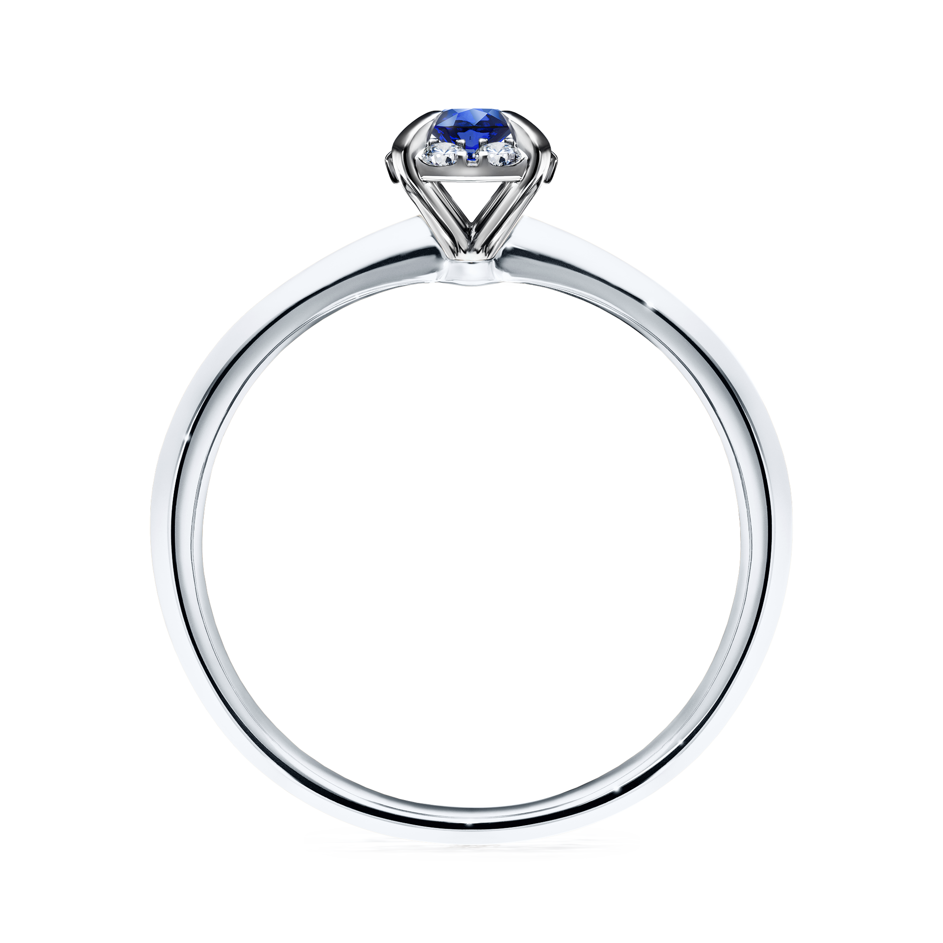 Pierścionek zaręczynowy My Beauty z białego złota z szafirem niebieskim 0,14CT