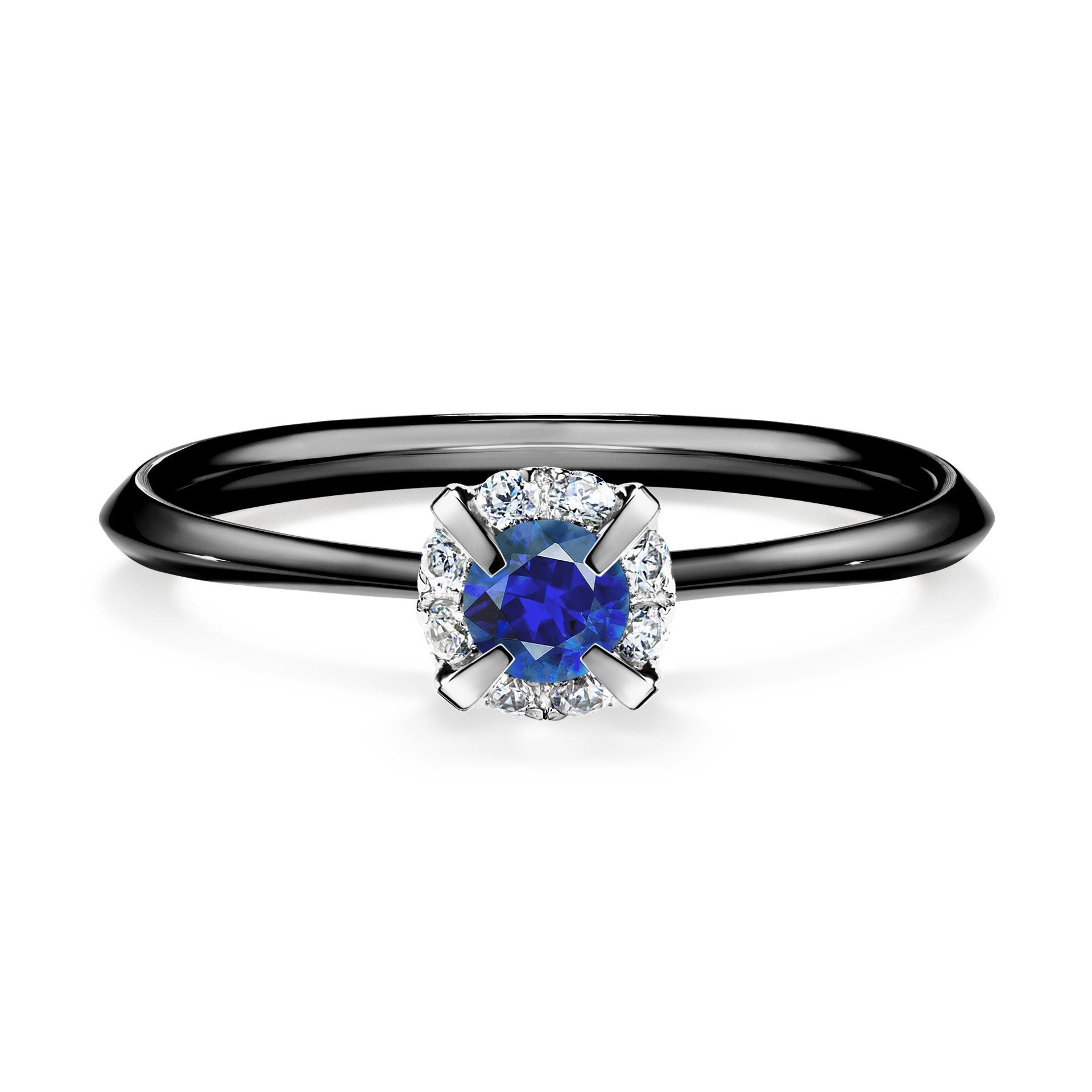 Pierścionek zaręczynowy My Beauty z czarnego złota z szafirem niebieskim 0,14CT