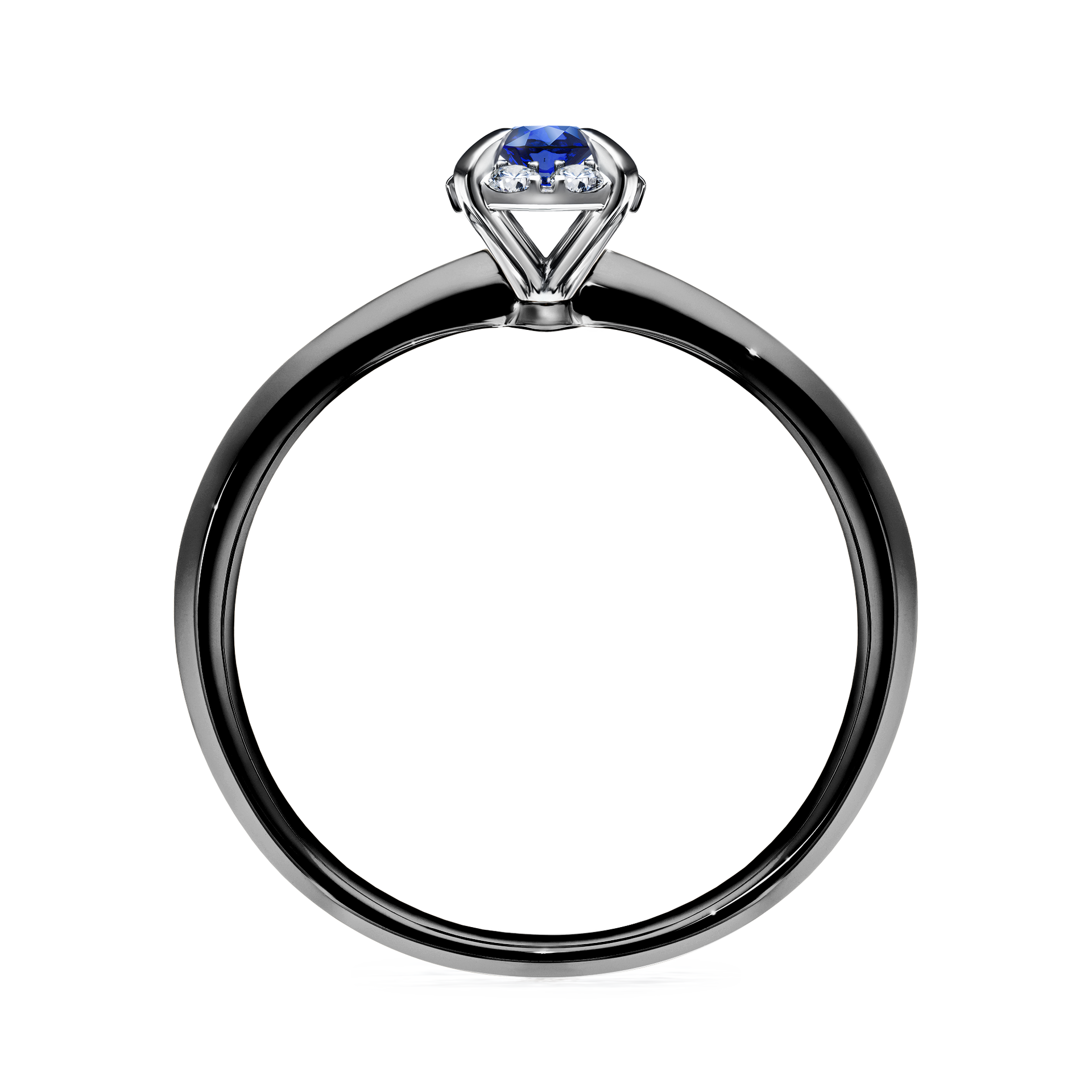Pierścionek zaręczynowy My Beauty z czarnego złota z szafirem niebieskim 0,14CT