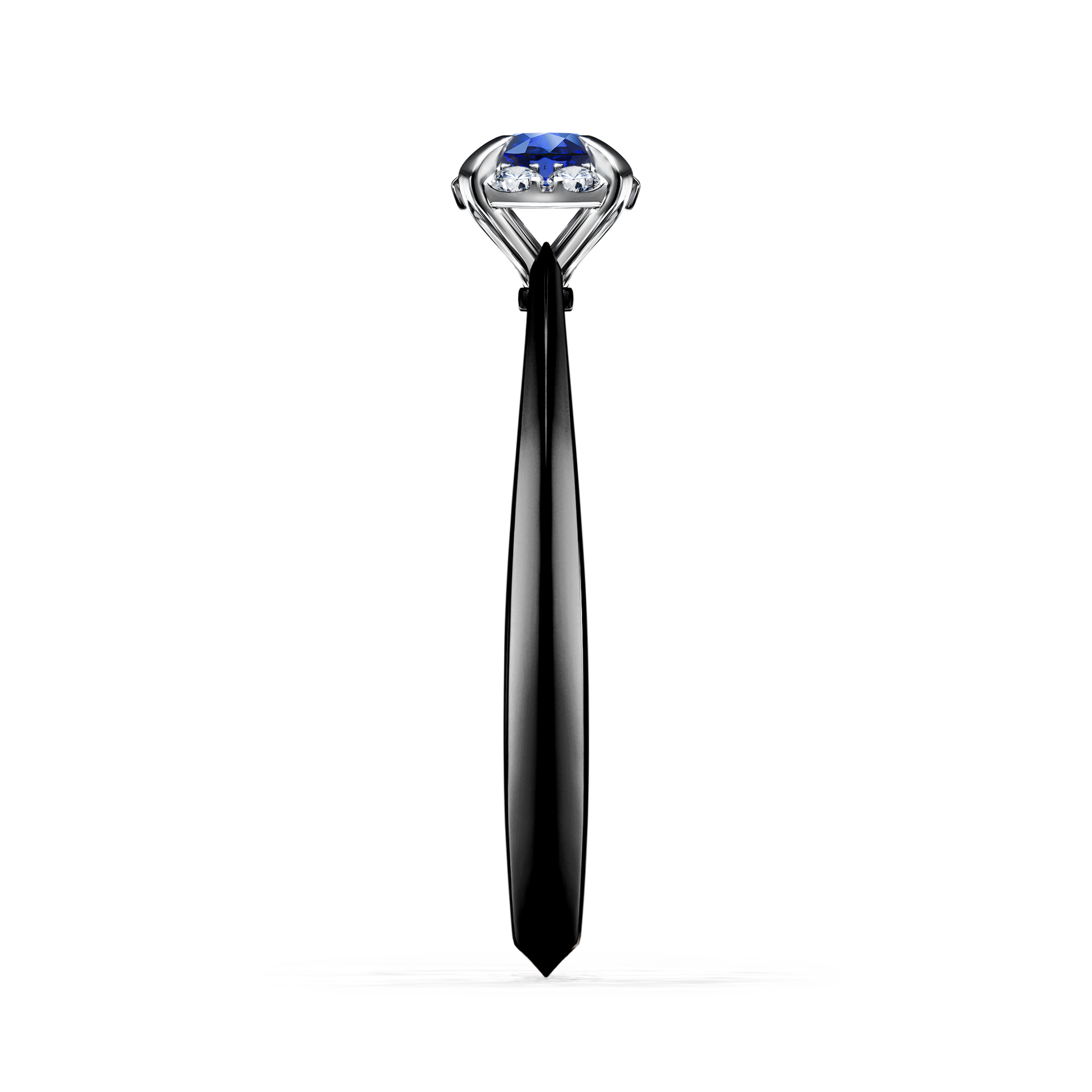 Pierścionek zaręczynowy My Beauty z czarnego złota z szafirem niebieskim 0,14CT