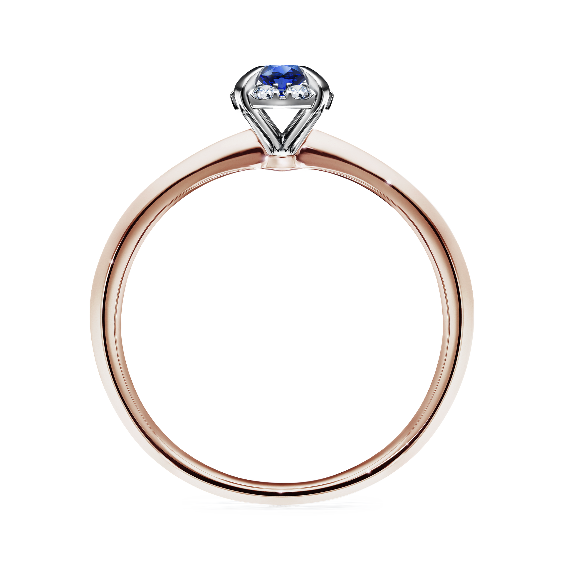 Pierścionek zaręczynowy My Beauty z różowego złota z szafirem niebieskim 0,14CT