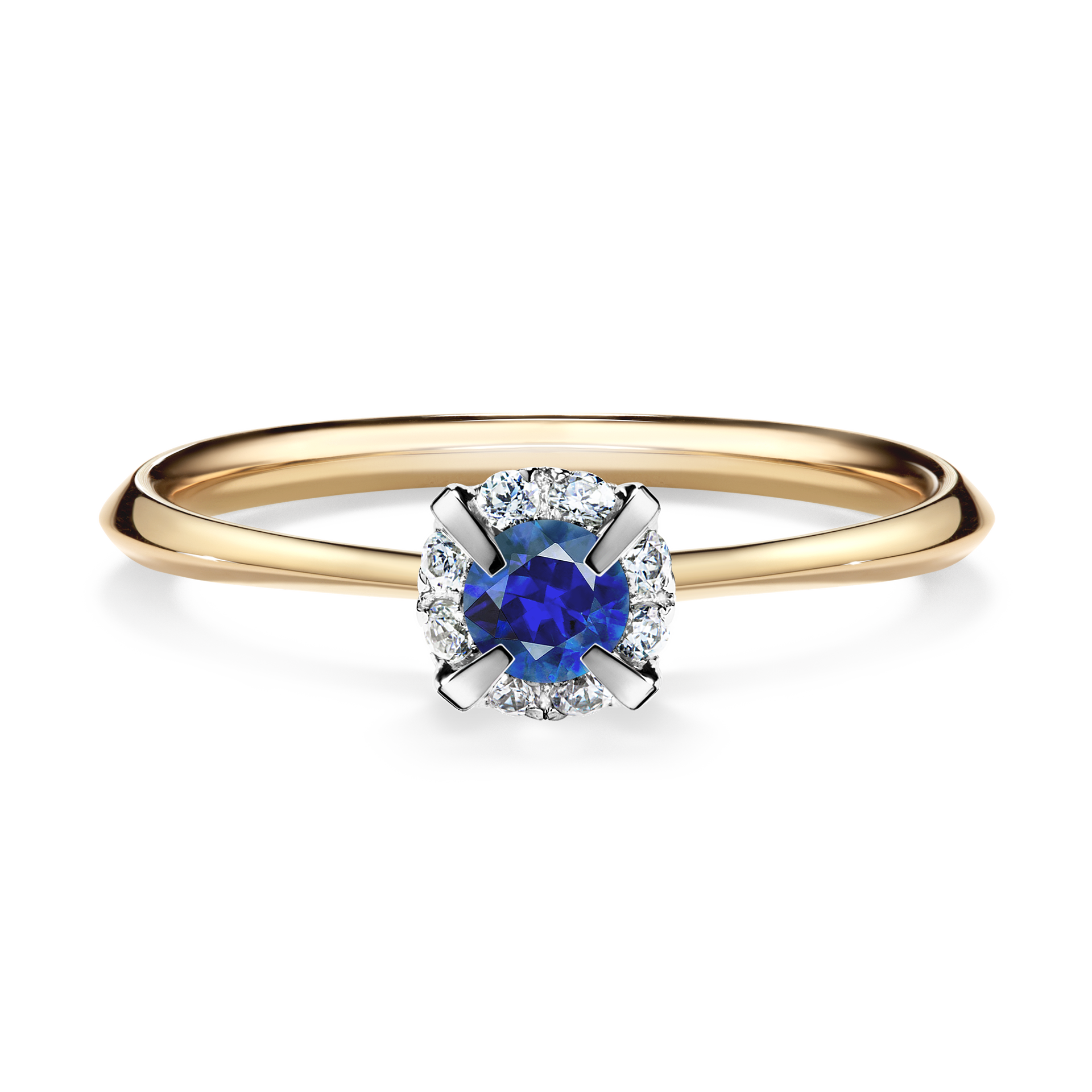 Pierścionek zaręczynowy My Beauty z żółtego złota z szafirem niebieskim 0,14CT