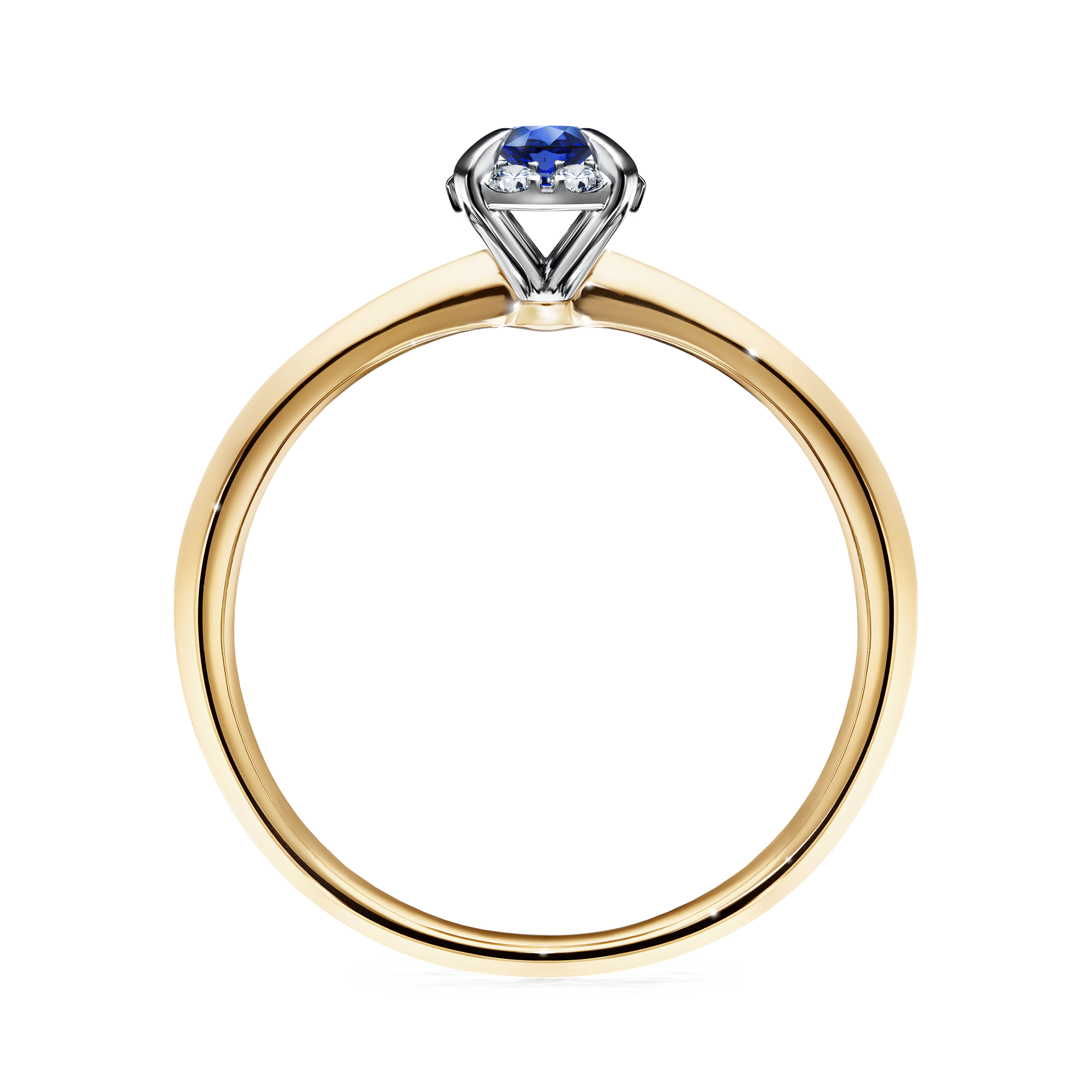 Pierścionek zaręczynowy My Beauty z żółtego złota z szafirem niebieskim 0,14CT