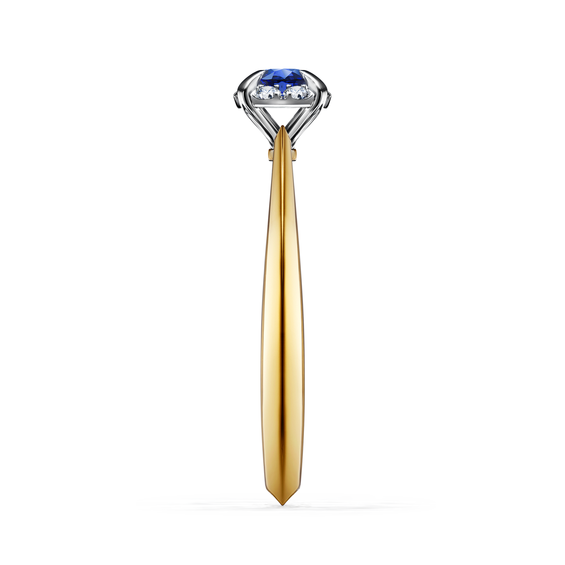 Pierścionek zaręczynowy My Beauty z żółtego złota z szafirem niebieskim 0,14CT