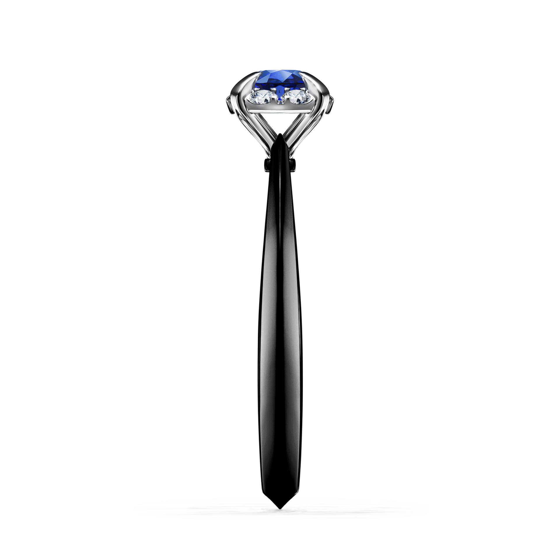 Pierścionek zaręczynowy My Beauty z czarnego złota z szafirem niebieskim 0,33CT