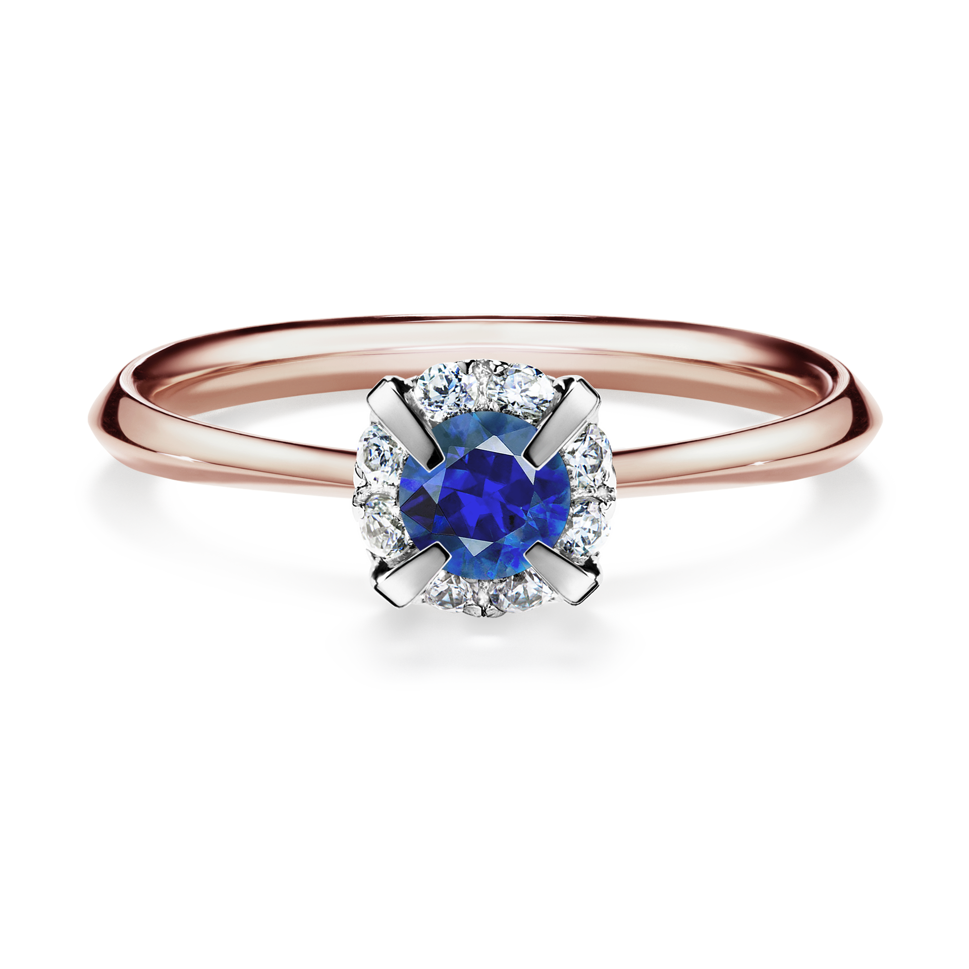 Pierścionek zaręczynowy My Beauty z różowego złota z szafirem niebieskim 0,33CT