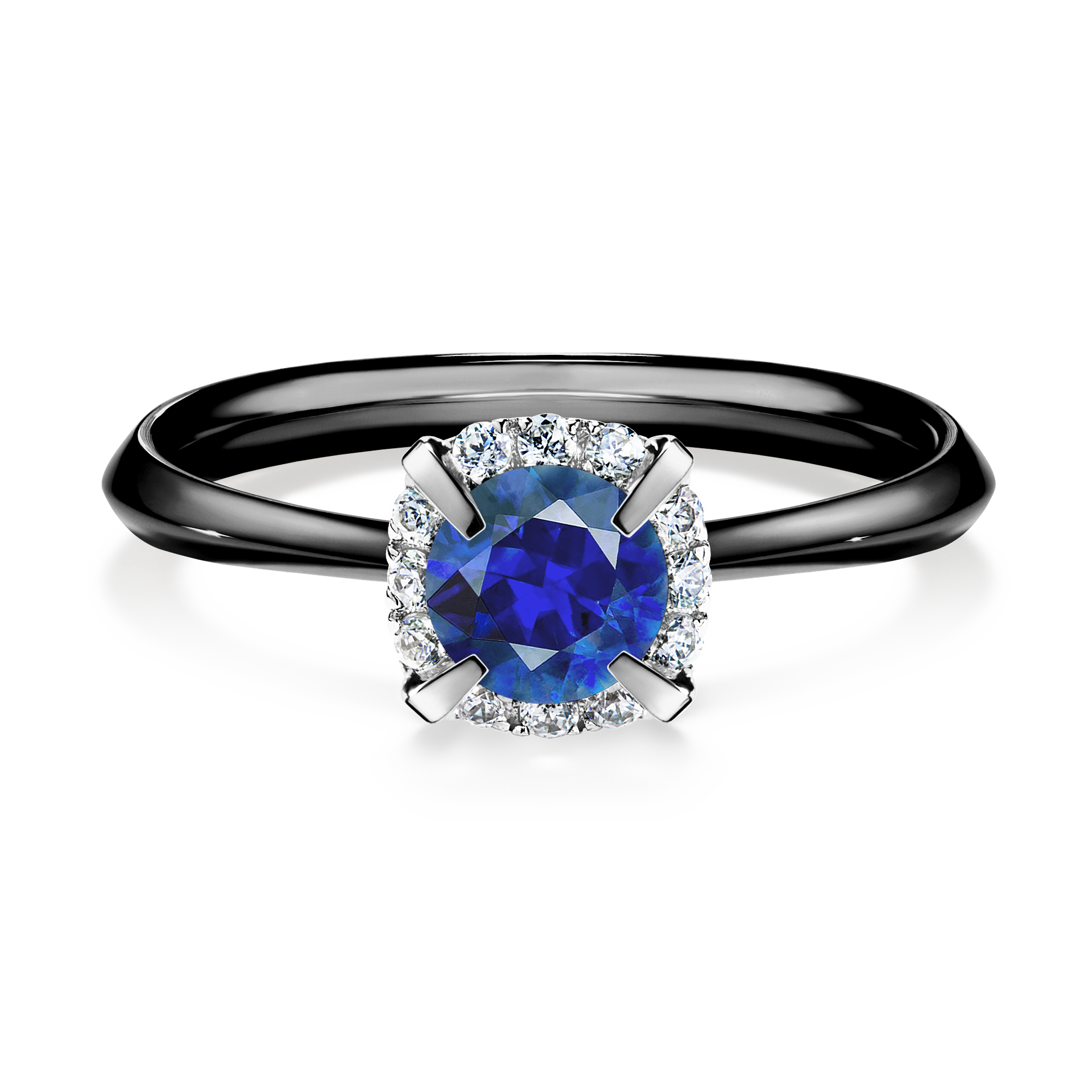 Pierścionek zaręczynowy My Beauty z czarnego złota z szafirem niebieskim 0,62CT