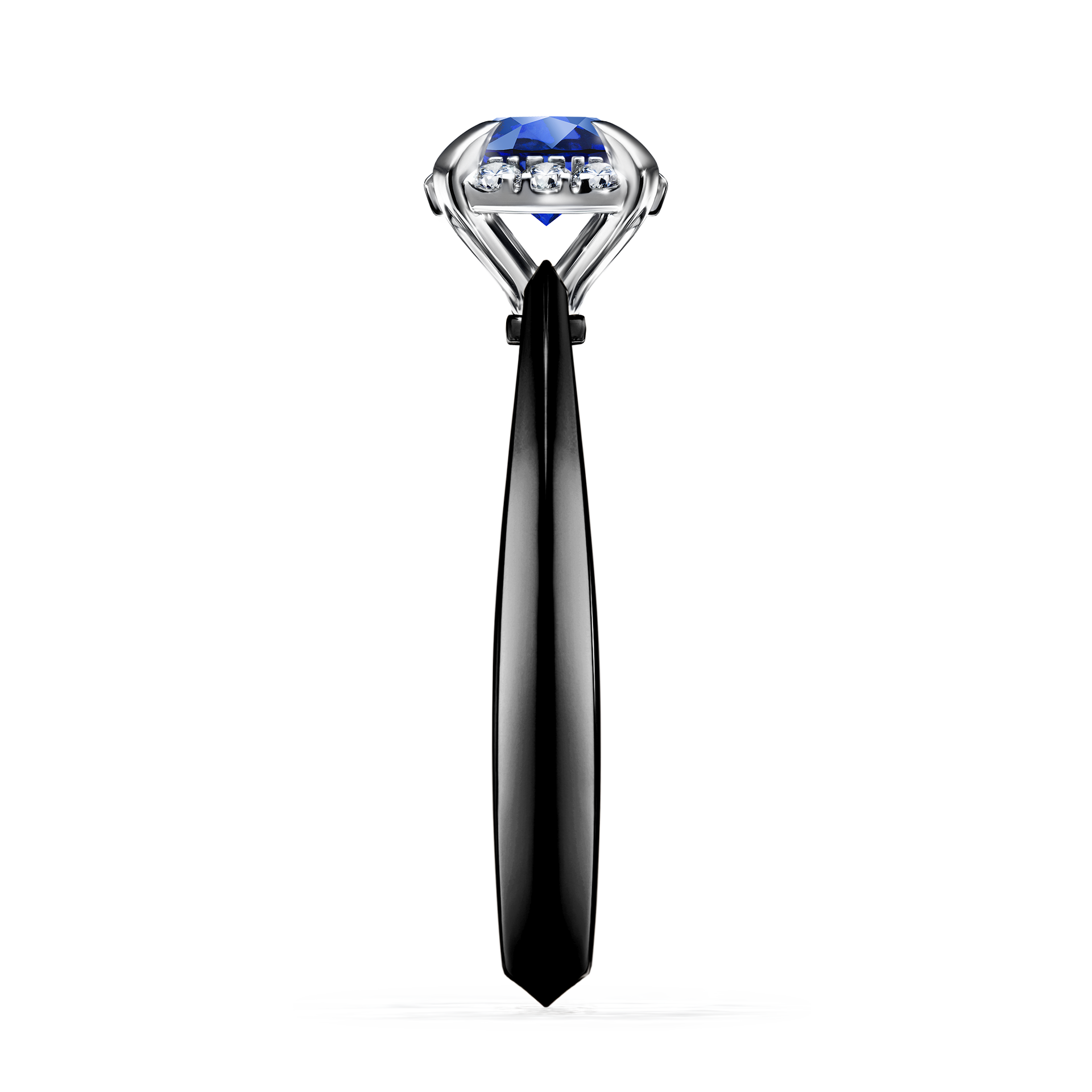 Pierścionek zaręczynowy My Beauty z czarnego złota z szafirem niebieskim 0,62CT