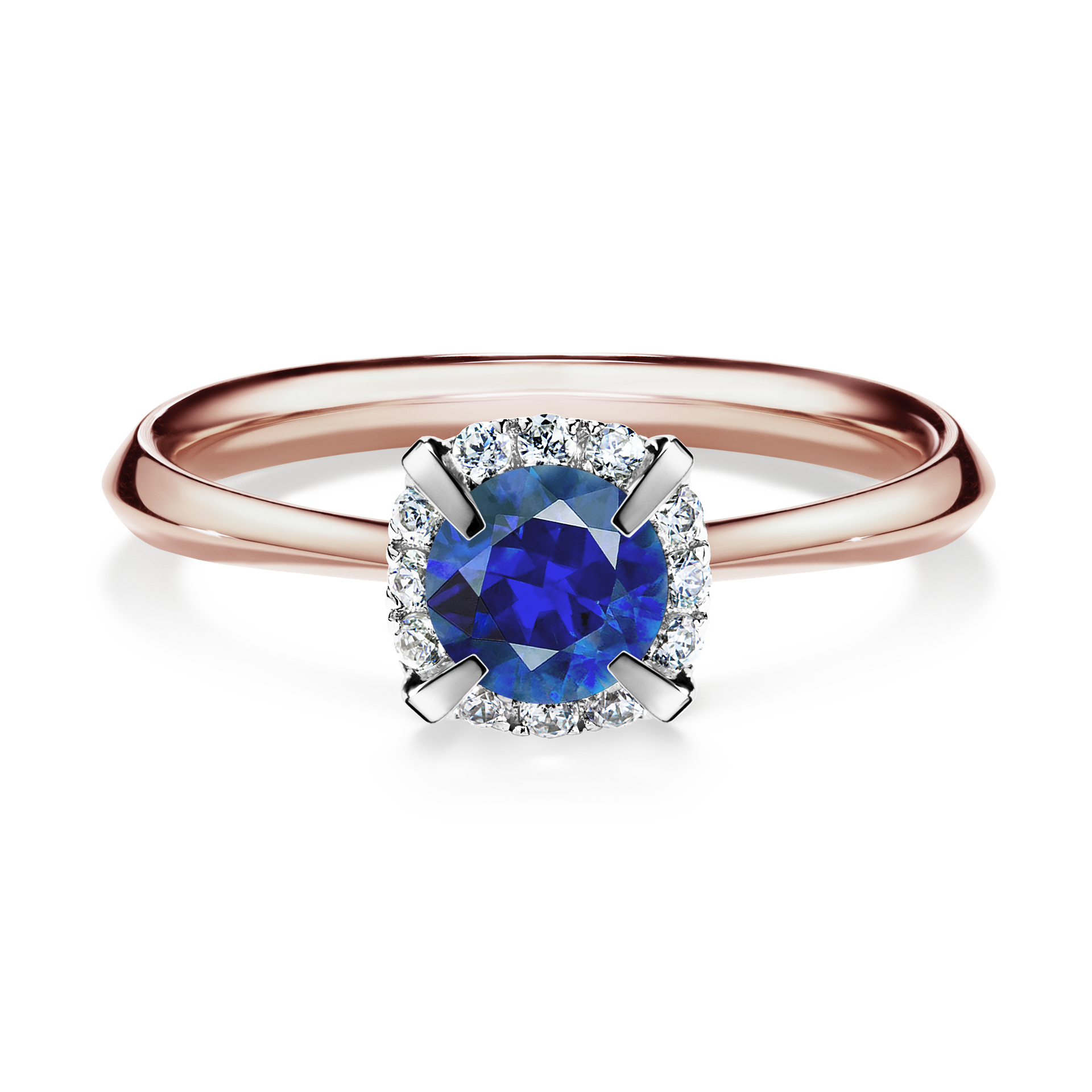 Pierścionek zaręczynowy My Beauty z różowego złota z szafirem niebieskim 0,62CT