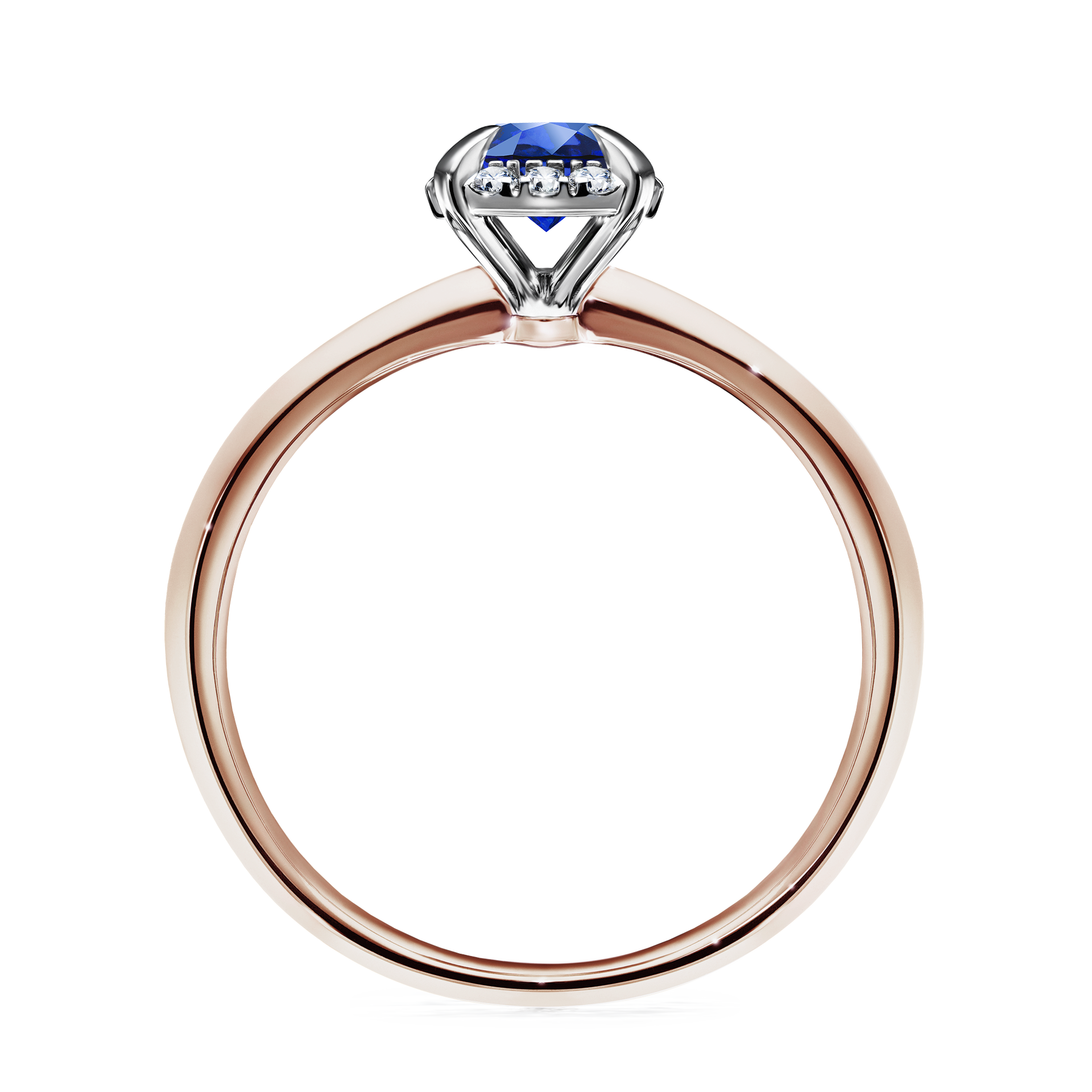 Pierścionek zaręczynowy My Beauty z różowego złota z szafirem niebieskim 0,62CT