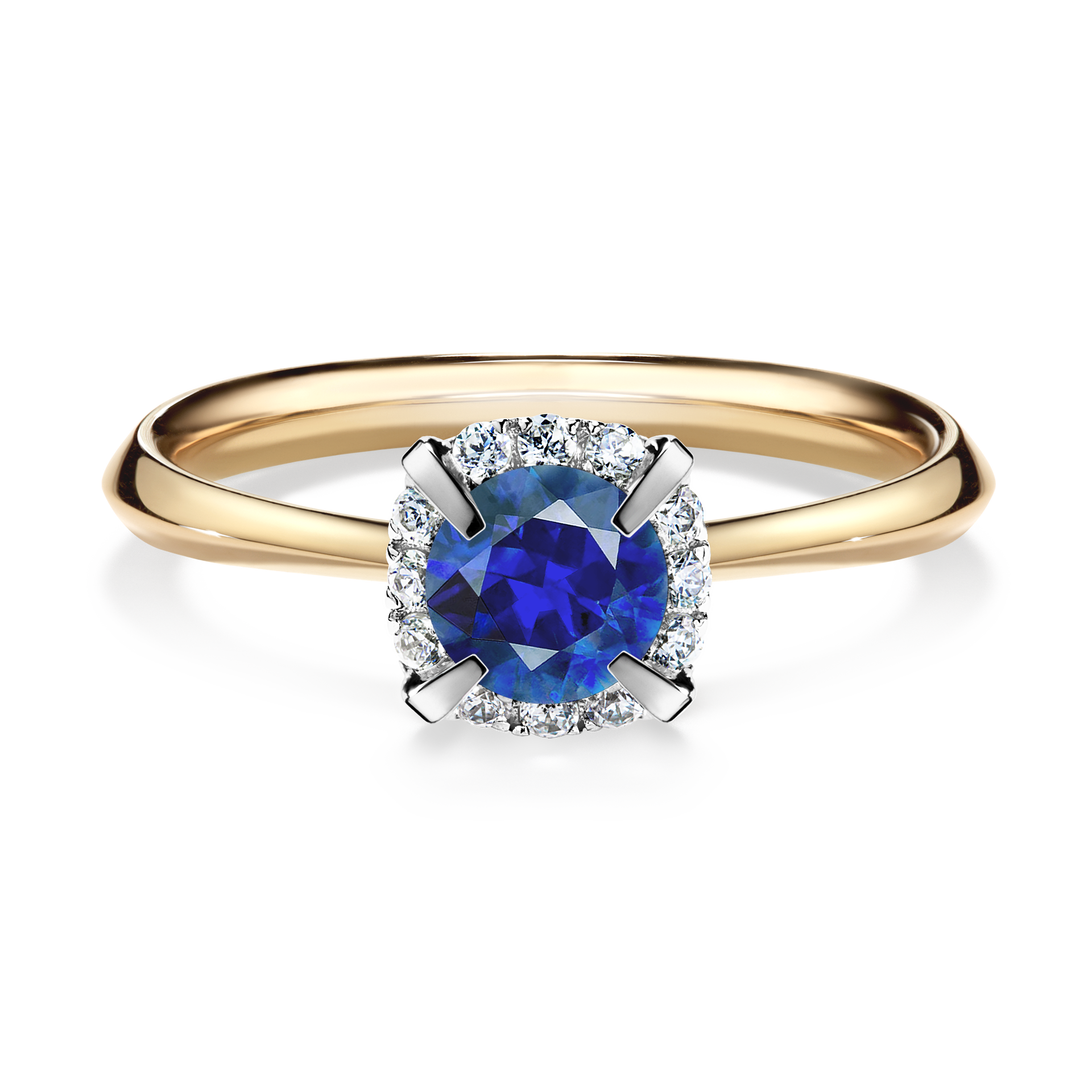 Pierścionek zaręczynowy My Beauty z żółtego złota z szafirem niebieskim 0,62CT