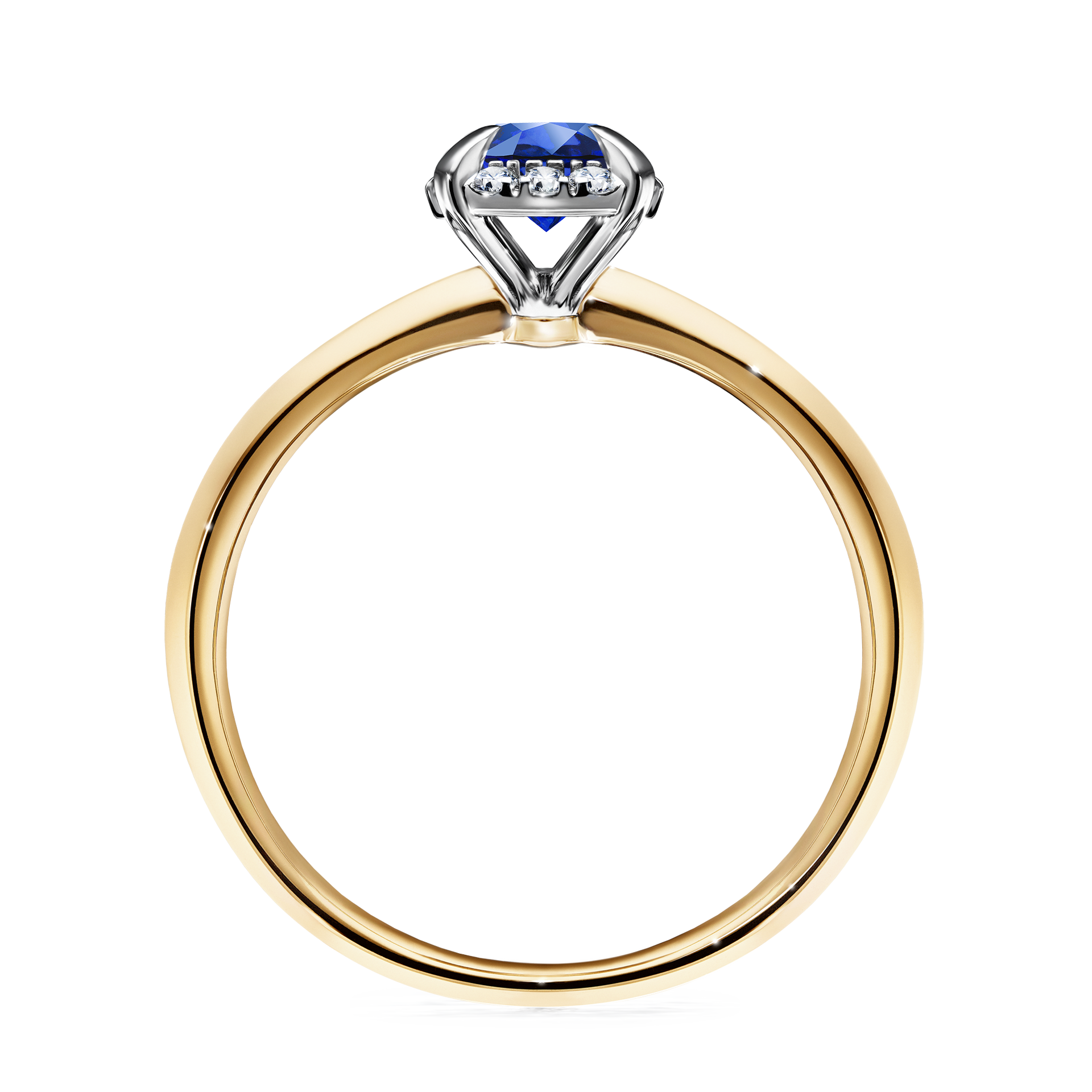 Pierścionek zaręczynowy My Beauty z żółtego złota z szafirem niebieskim 0,62CT