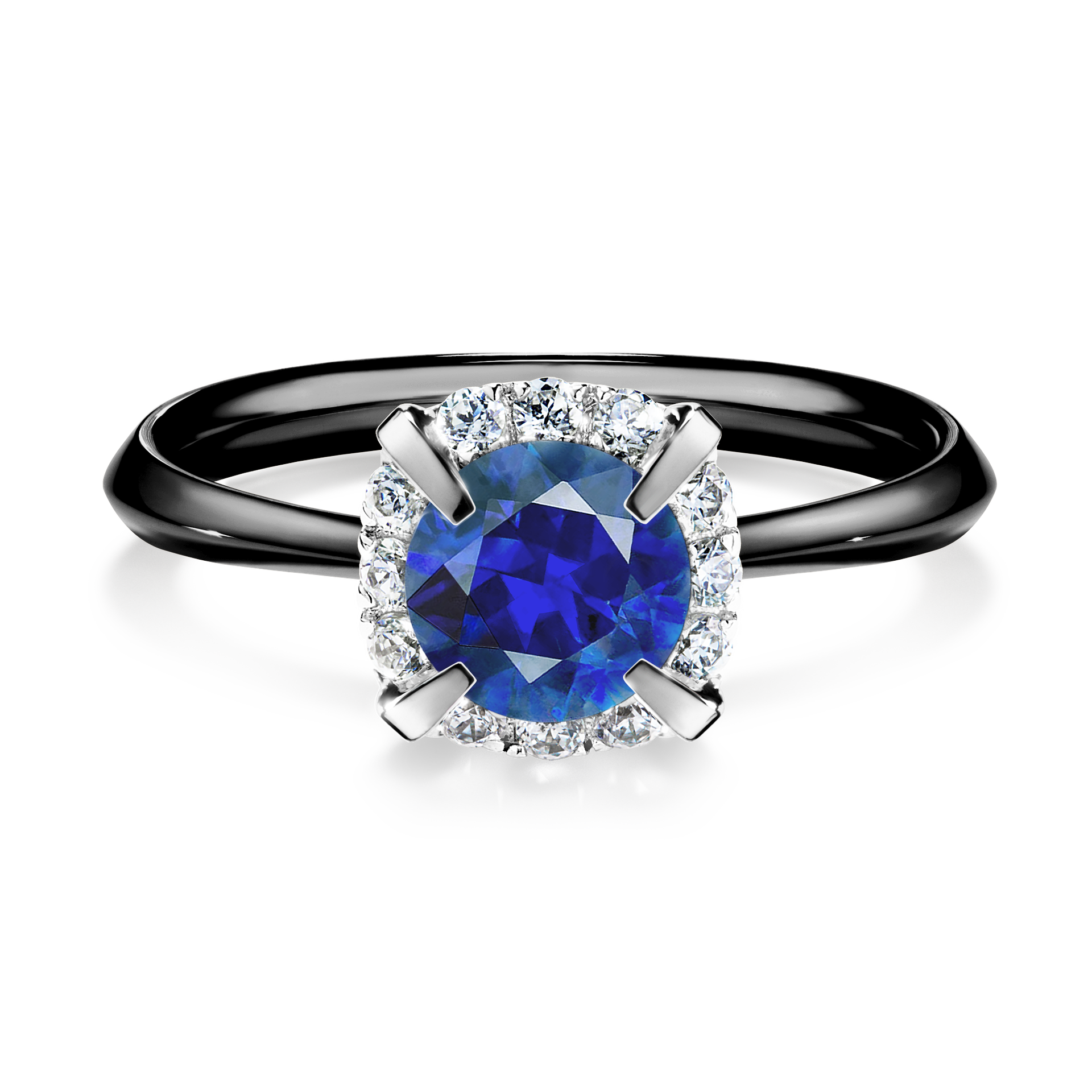 Pierścionek zaręczynowy My Beauty z czarnego złota z szafirem niebieskim 0,98CT