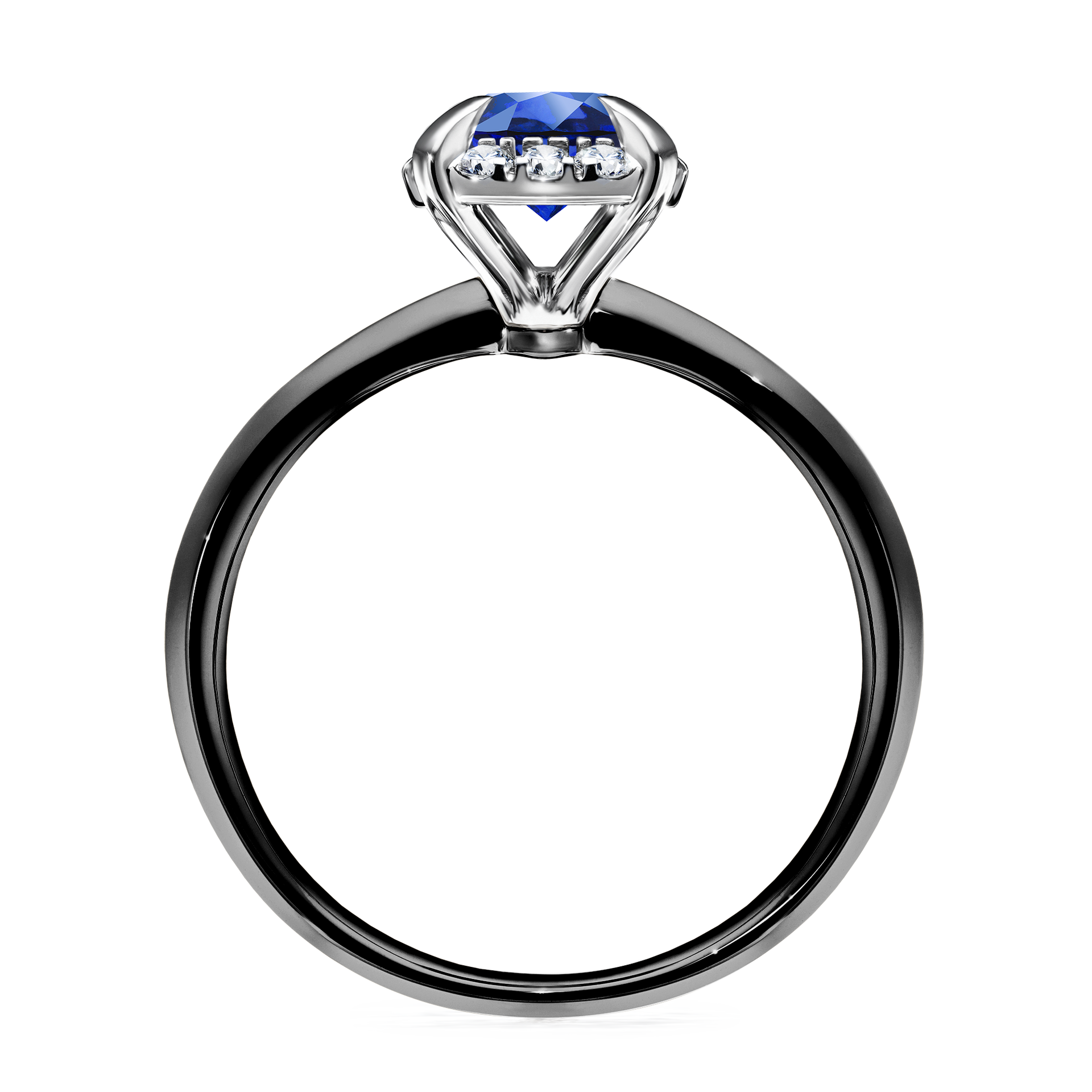 Pierścionek zaręczynowy My Beauty z czarnego złota z szafirem niebieskim 0,98CT