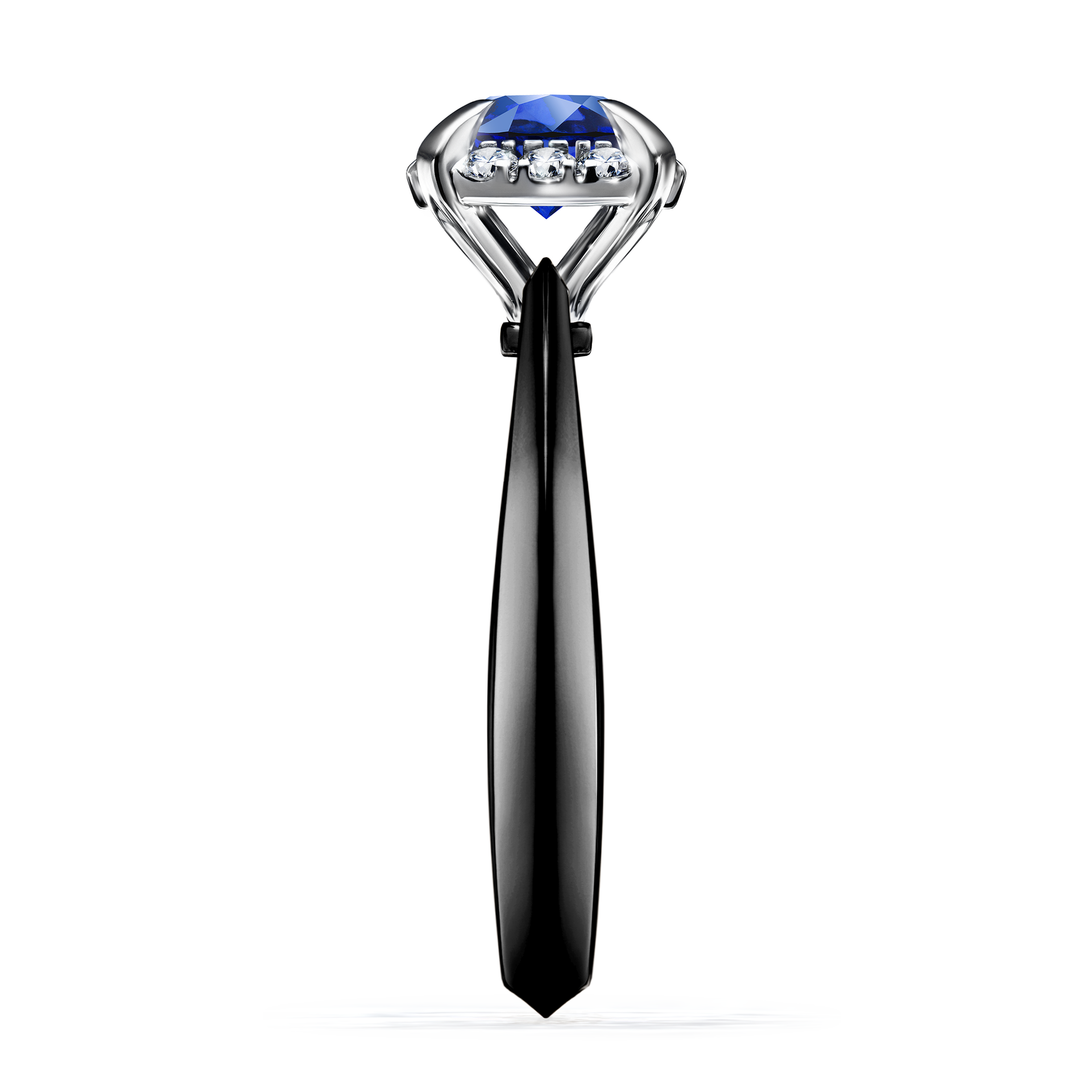 Pierścionek zaręczynowy My Beauty z czarnego złota z szafirem niebieskim 0,98CT