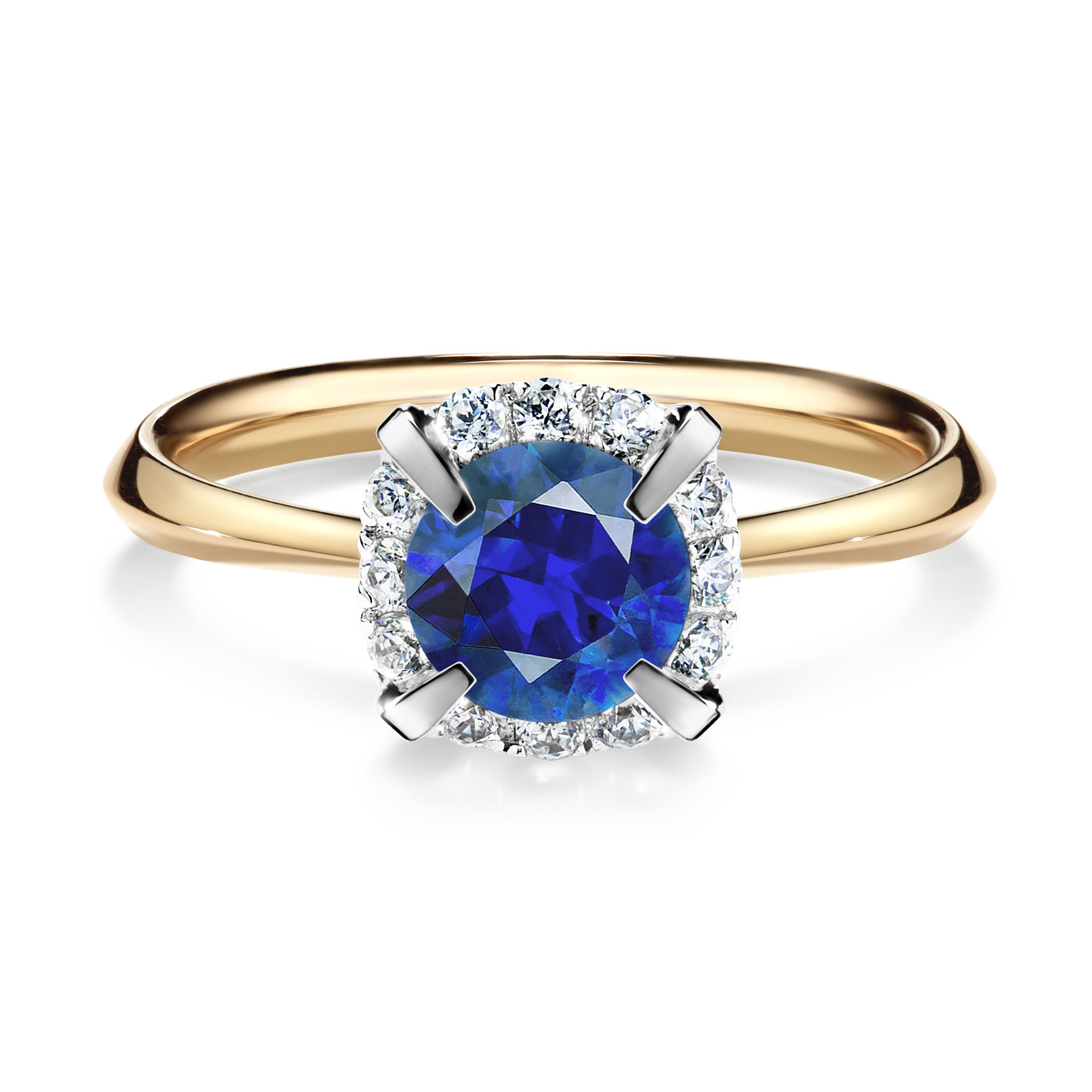 Pierścionek zaręczynowy My Beauty z żółtego złota z szafirem niebieskim 0,98CT