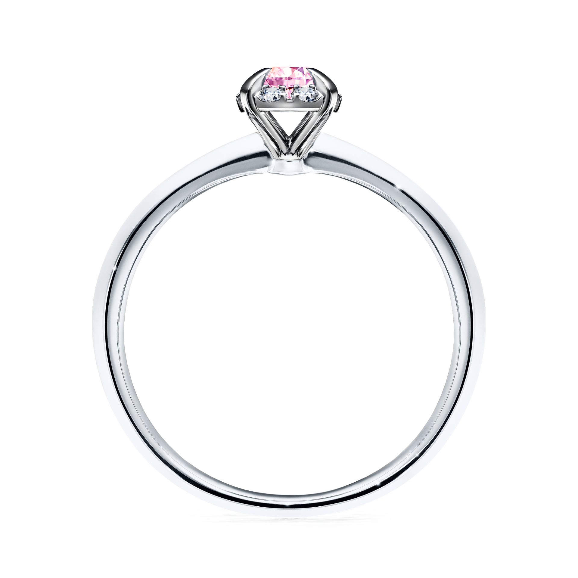 Pierścionek zaręczynowy My Beauty z białego złota z szafirem różowym 0,14CT