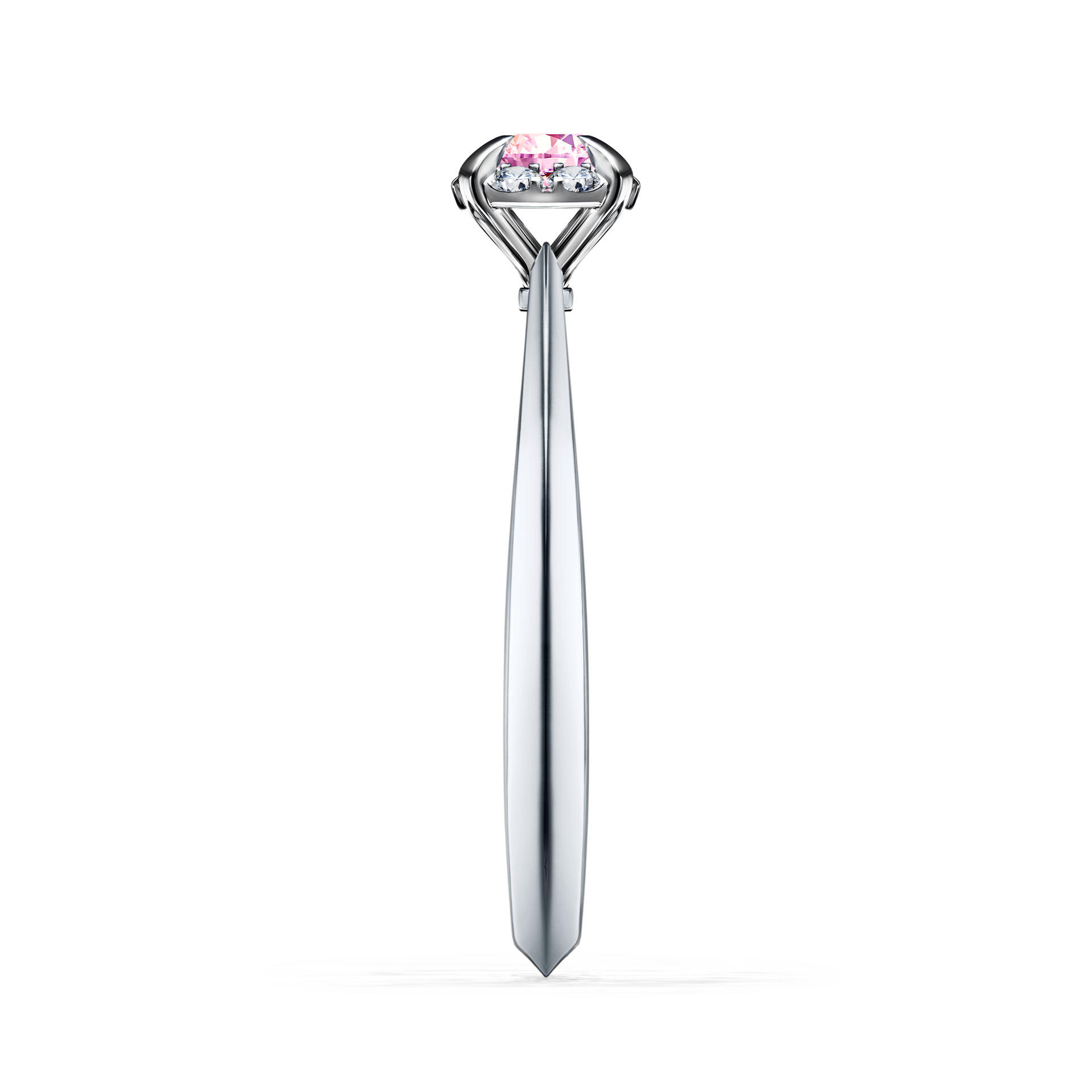 Pierścionek zaręczynowy My Beauty z białego złota z szafirem różowym 0,14CT