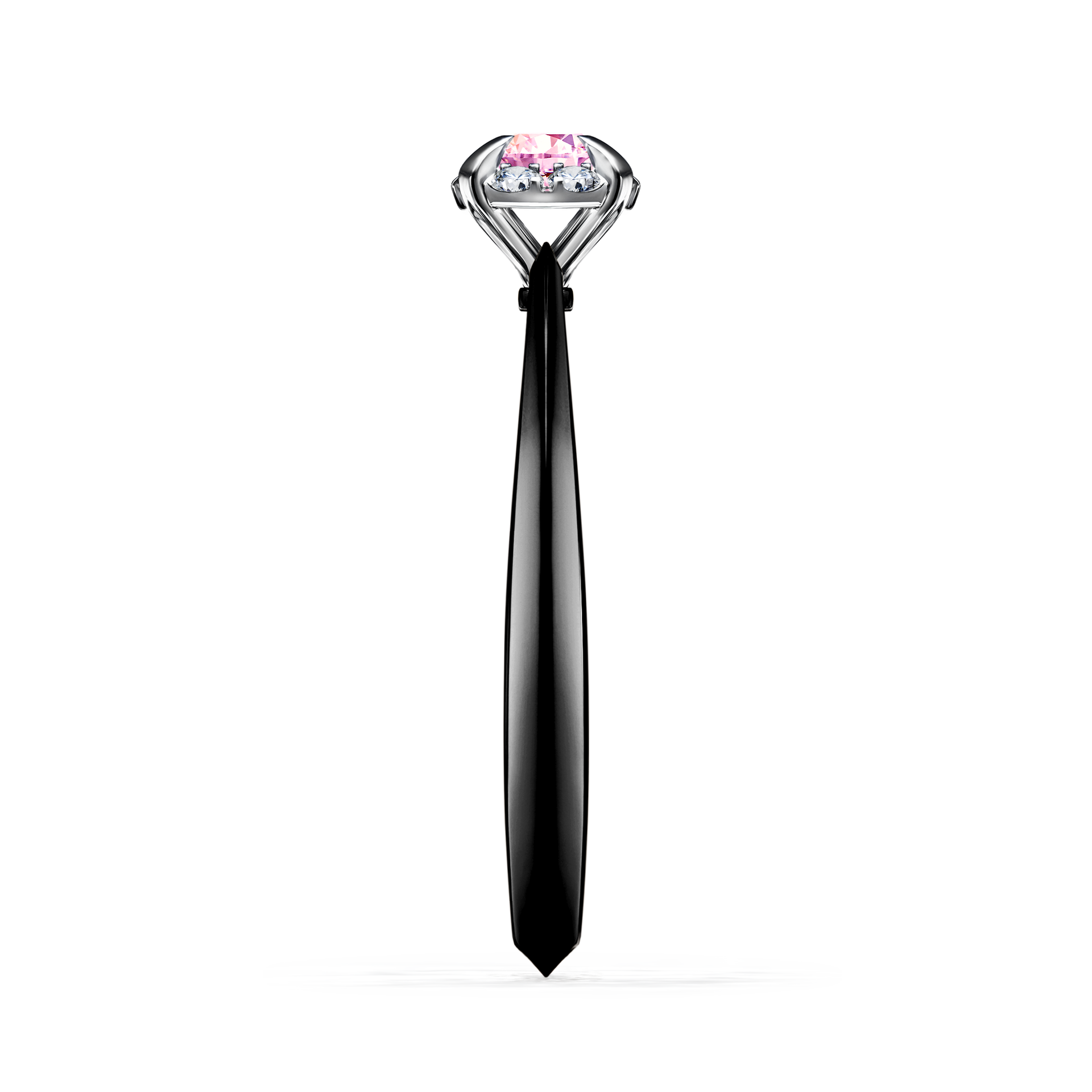 Pierścionek zaręczynowy My Beauty z czarnego złota z szafirem różowym 0,14CT