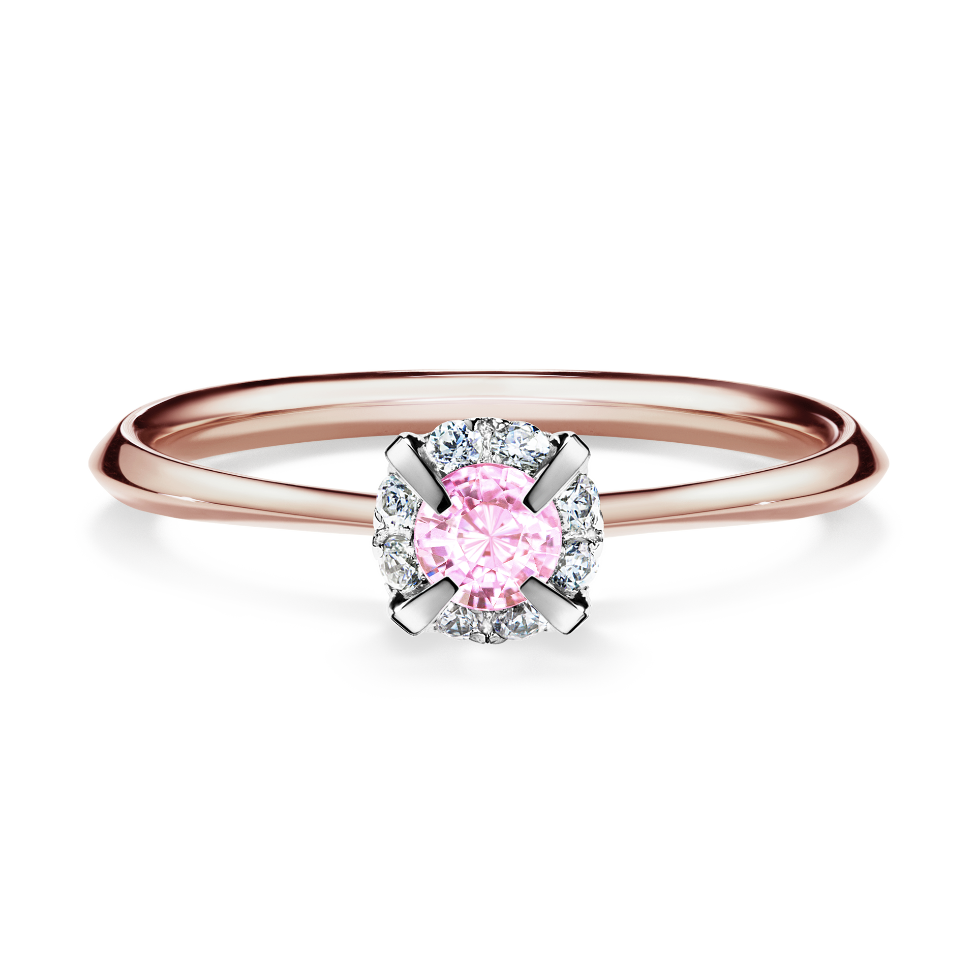 Pierścionek zaręczynowy My Beauty z różowego złota z szafirem różowym 0,14CT